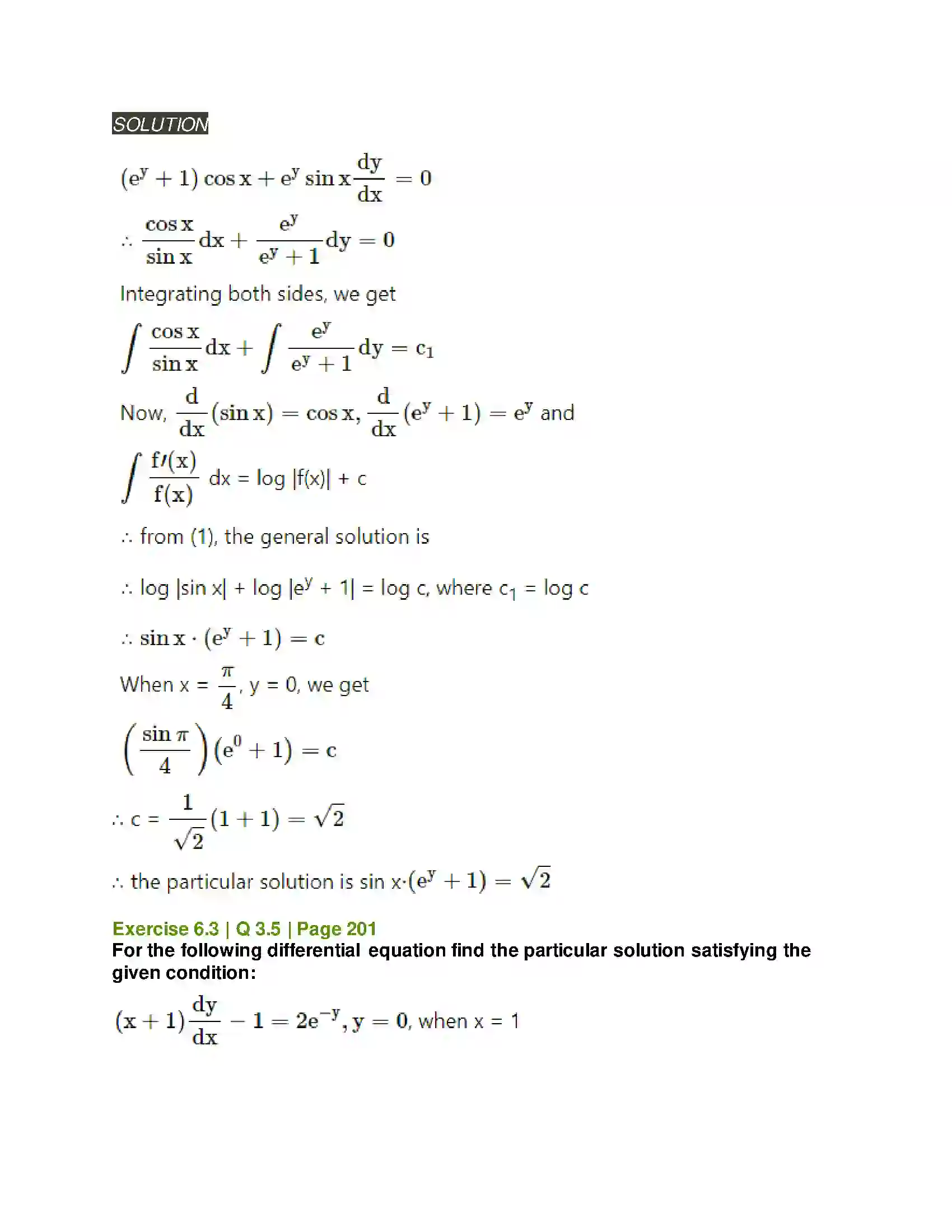 Maharashtra Board Class 12th Mathematics & Statistics-2 (Arts & Science) Differential Equations Solution 39