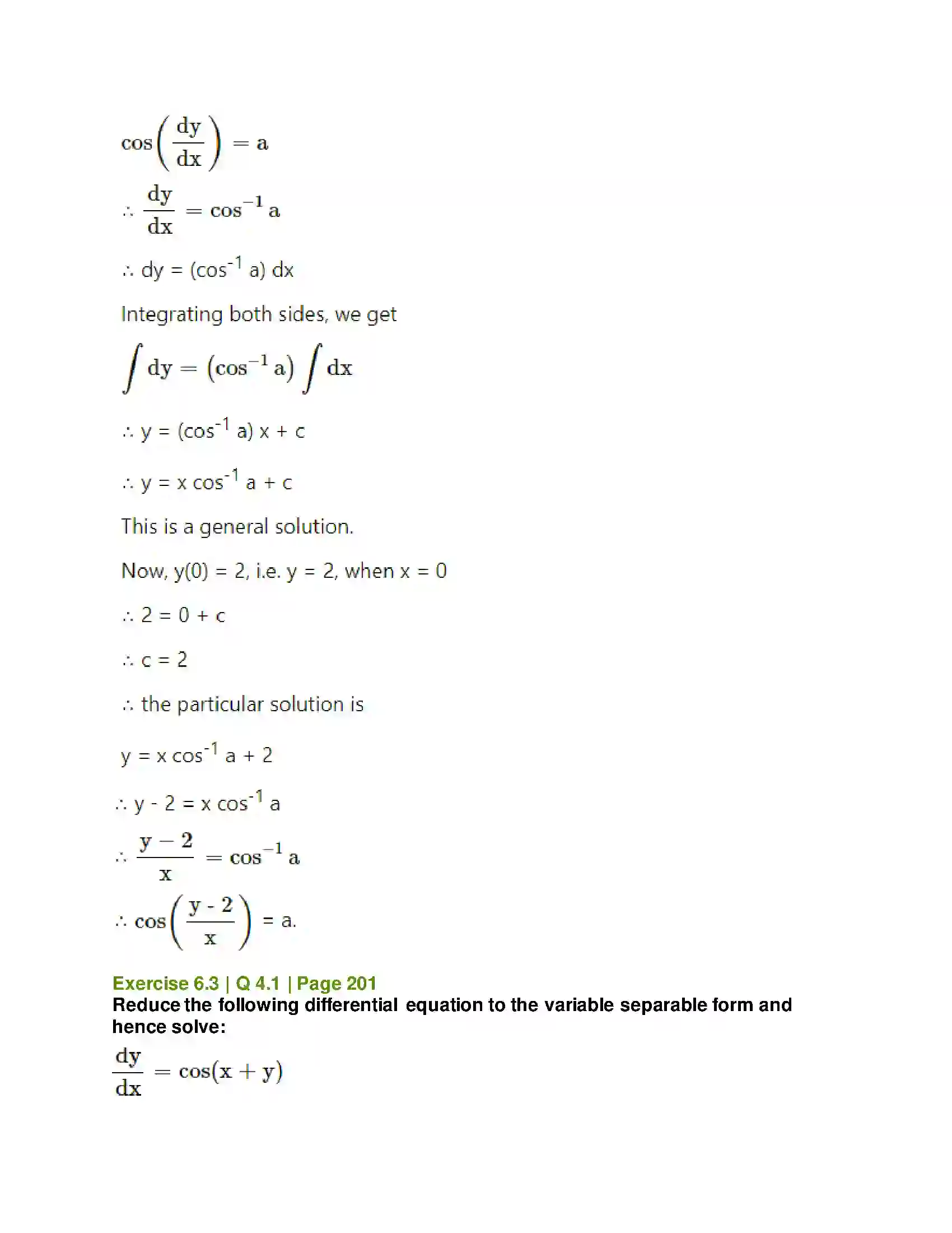 Maharashtra Board Class 12th Mathematics & Statistics-2 (Arts & Science) Differential Equations Solution 41