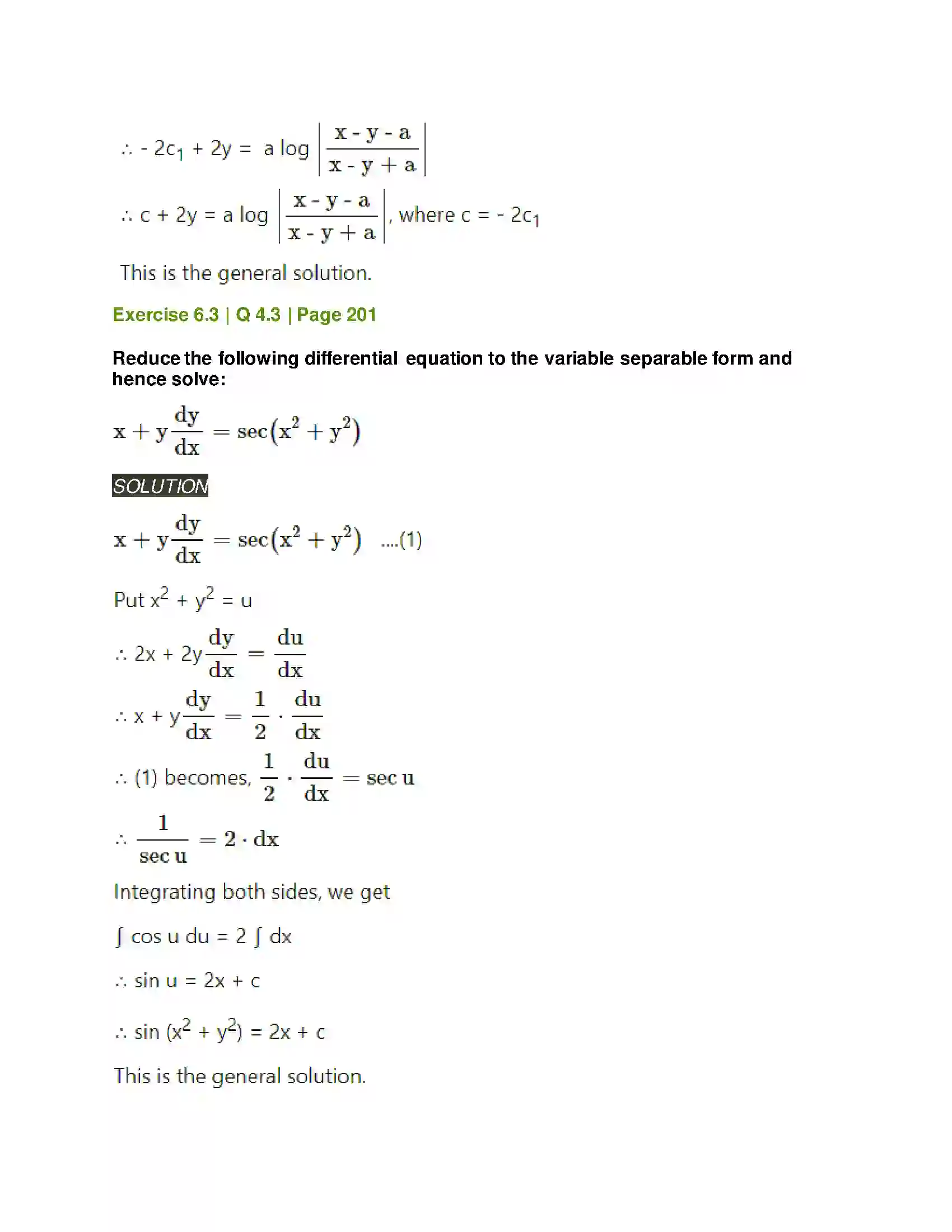 Maharashtra Board Class 12th Mathematics & Statistics-2 (Arts & Science) Differential Equations Solution 44
