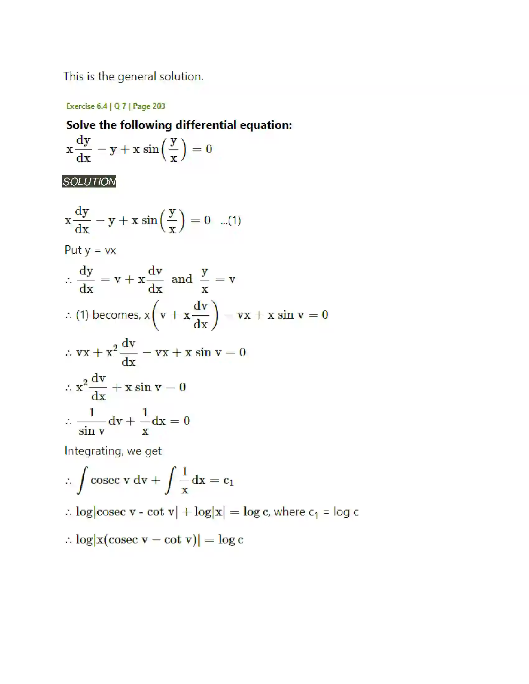 Maharashtra Board Class 12th Mathematics & Statistics-2 (Arts & Science) Differential Equations Solution 55