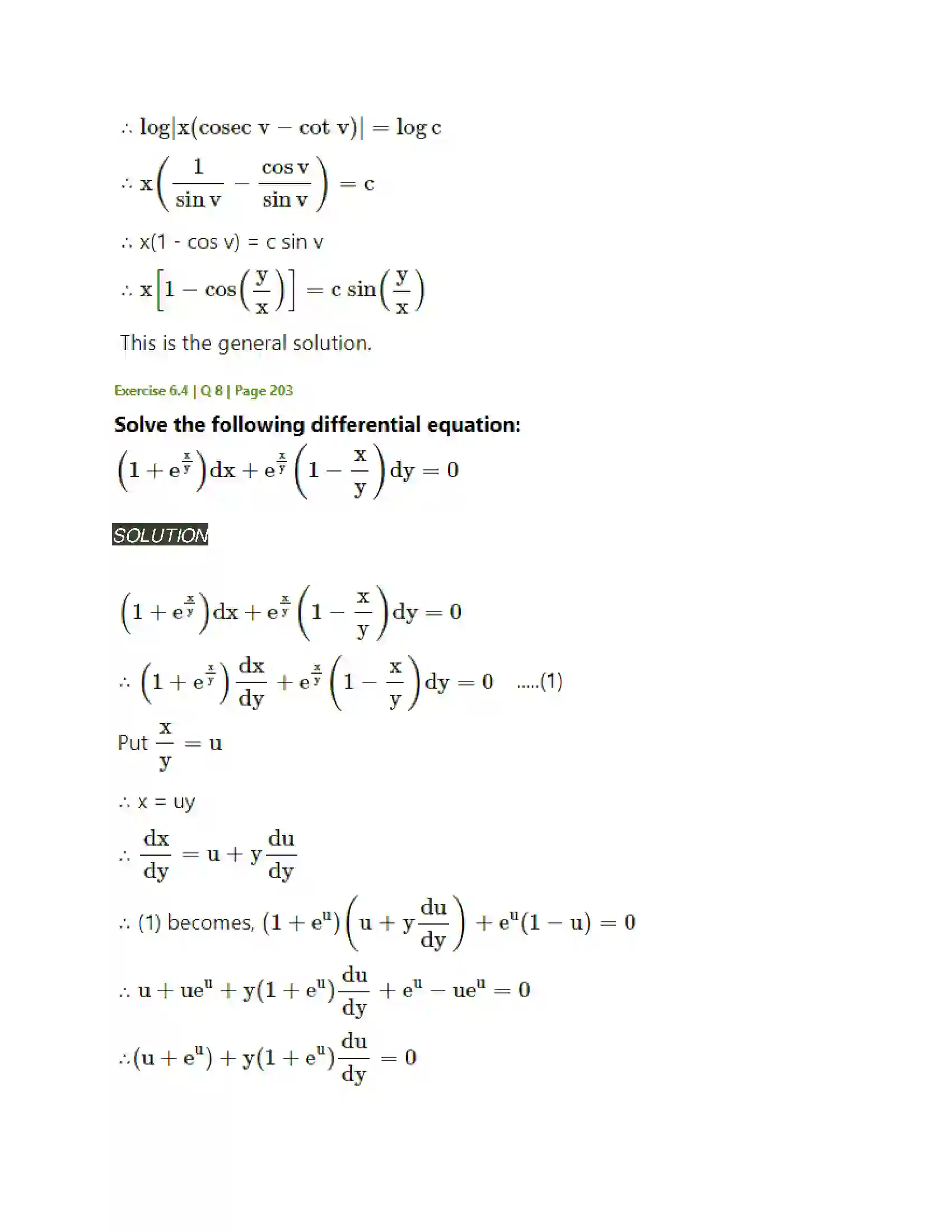 Maharashtra Board Class 12th Mathematics & Statistics-2 (Arts & Science) Differential Equations Solution 56