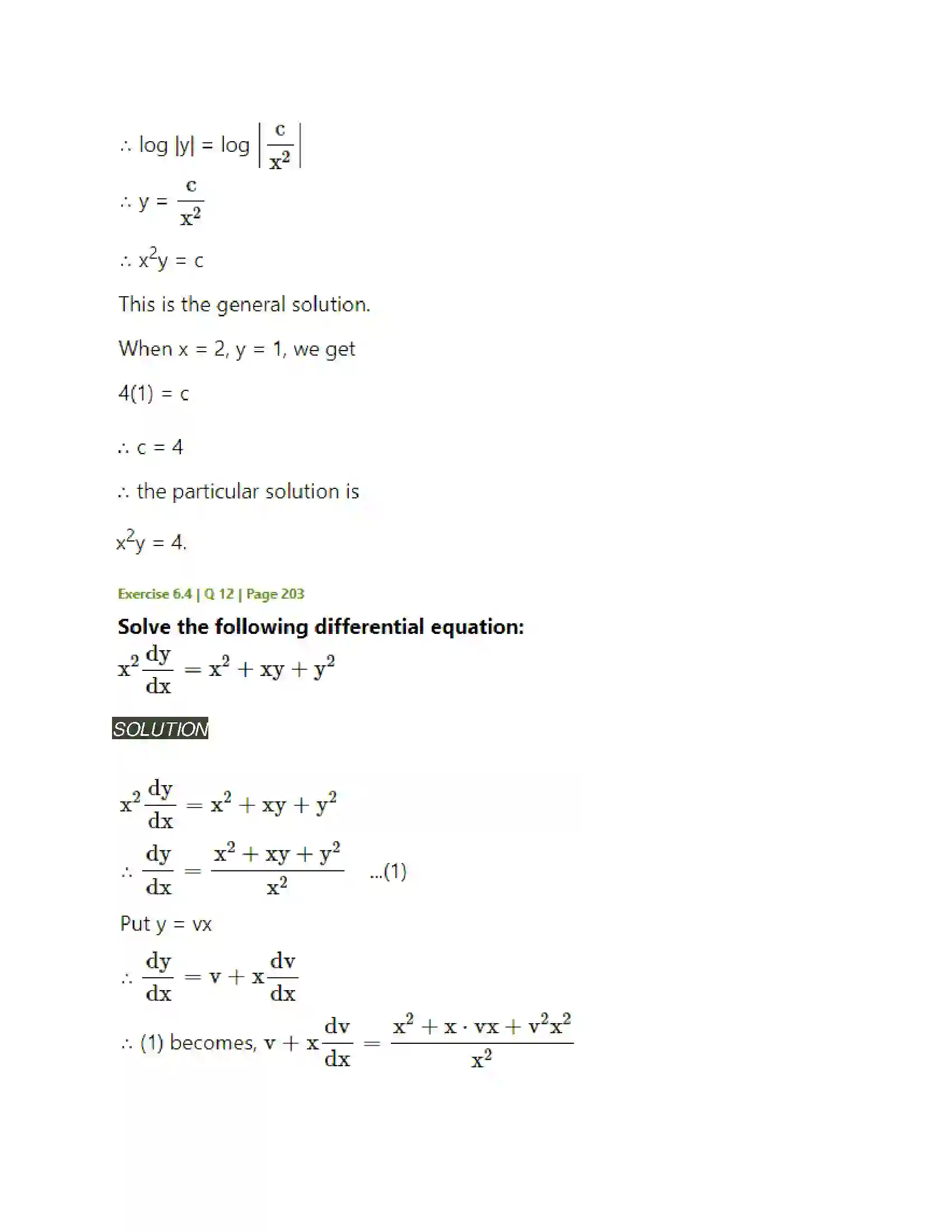 Maharashtra Board Class 12th Mathematics & Statistics-2 (Arts & Science) Differential Equations Solution 61