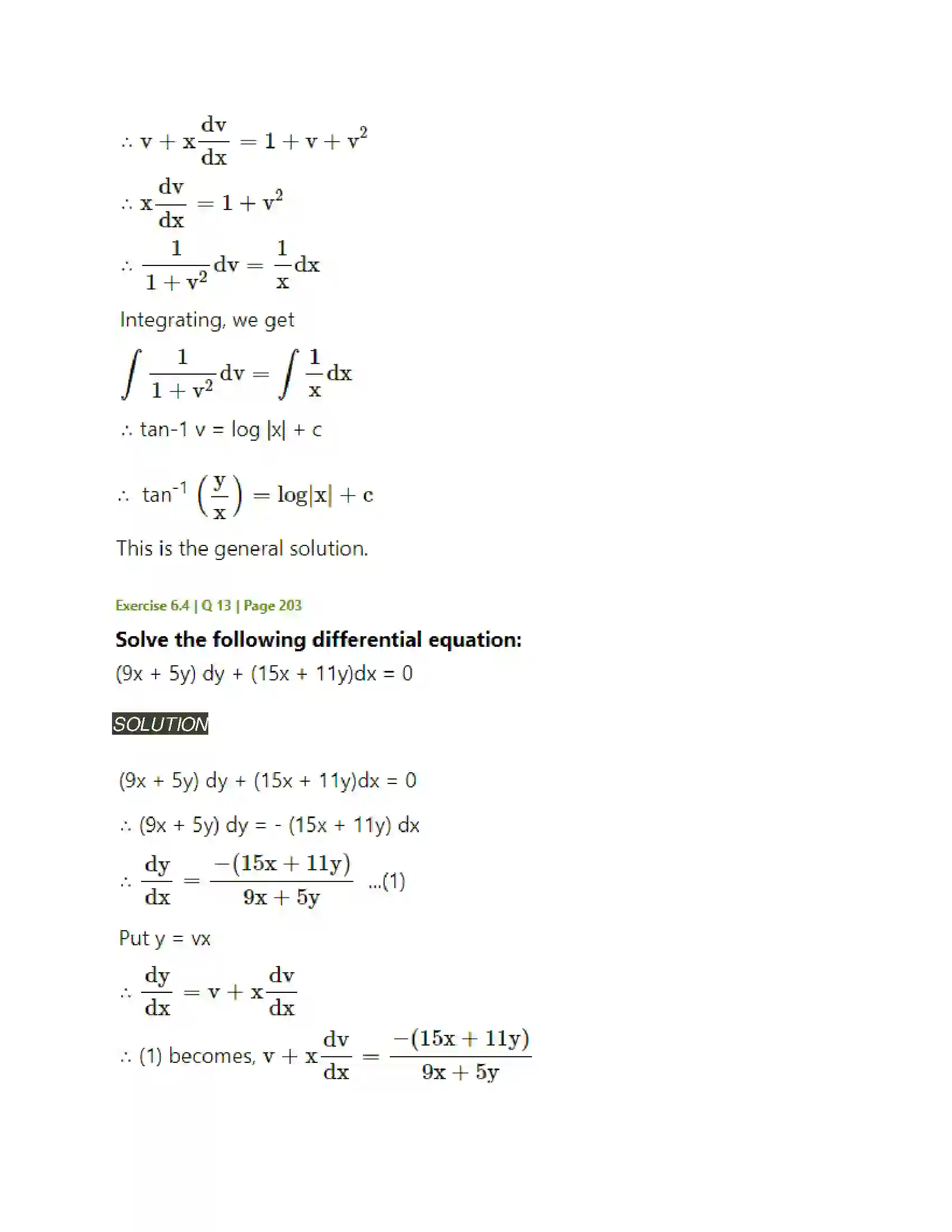 Maharashtra Board Class 12th Mathematics & Statistics-2 (Arts & Science) Differential Equations Solution 62