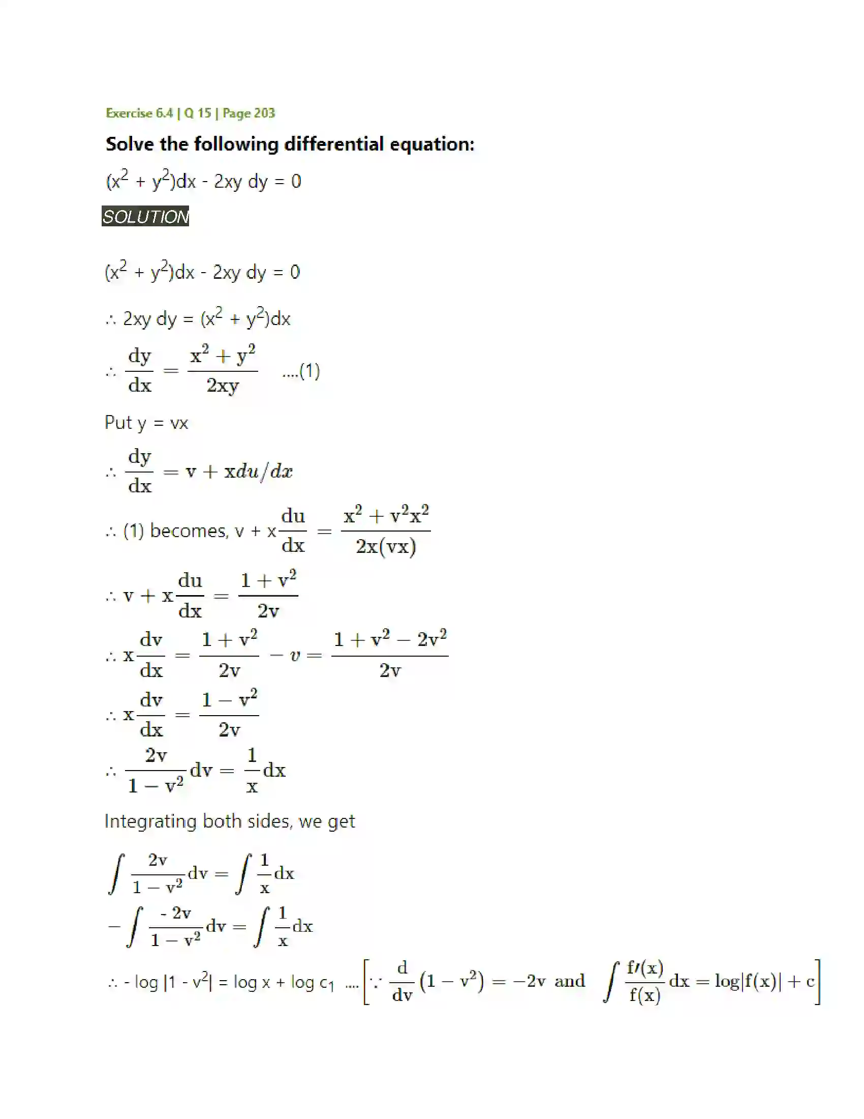 Maharashtra Board Class 12th Mathematics & Statistics-2 (Arts & Science) Differential Equations Solution 66