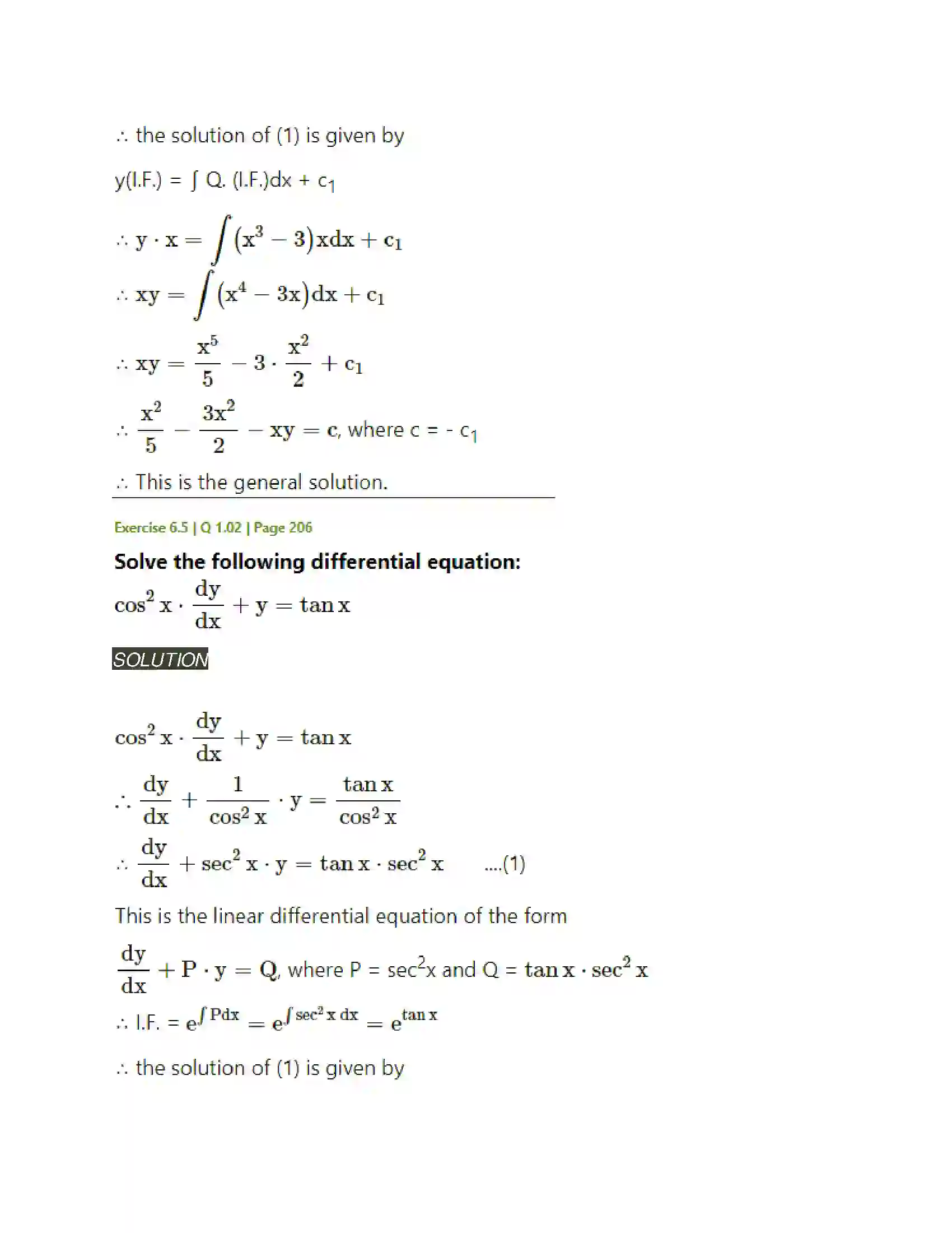 Maharashtra Board Class 12th Mathematics & Statistics-2 (Arts & Science) Differential Equations Solution 68