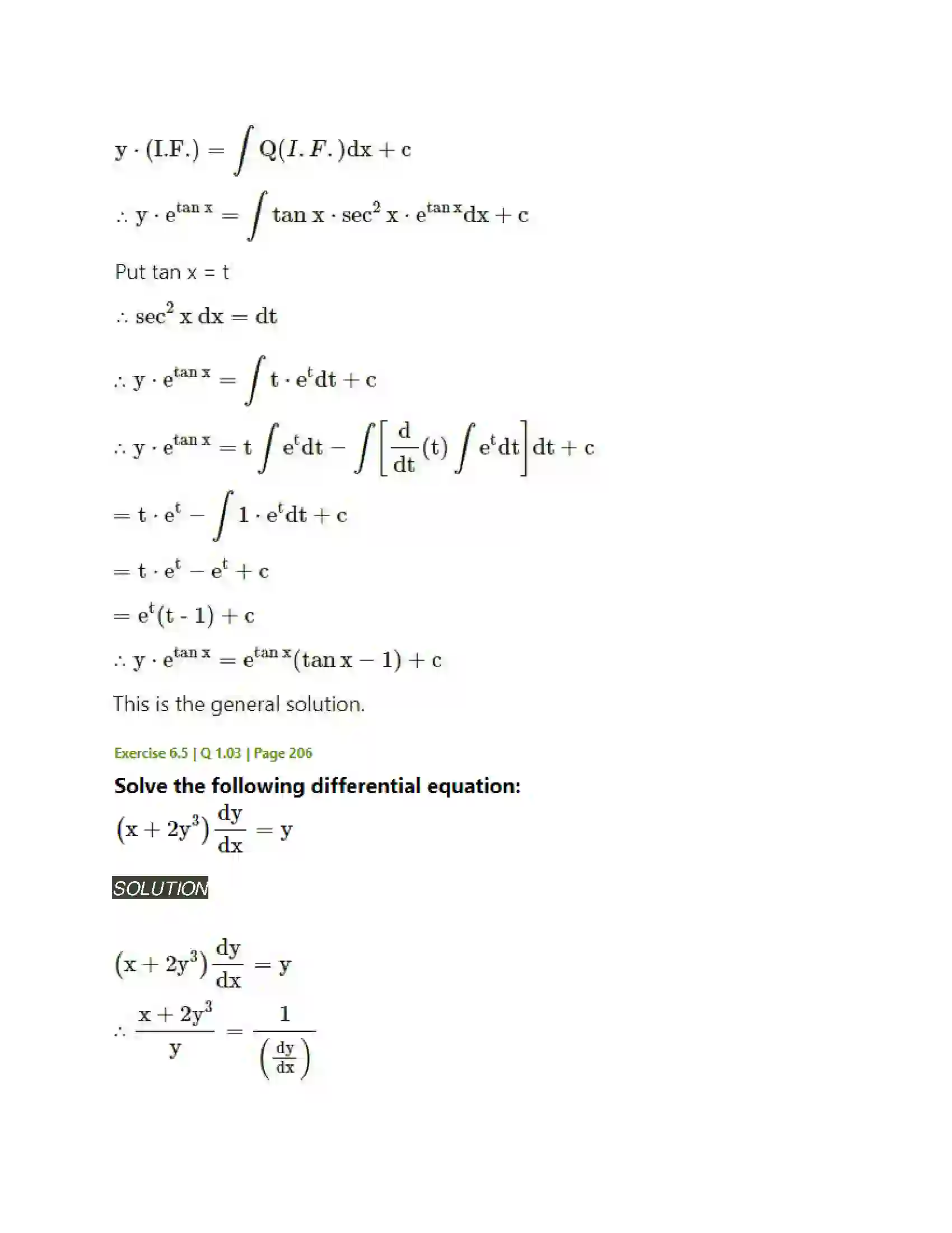 Maharashtra Board Class 12th Mathematics & Statistics-2 (Arts & Science) Differential Equations Solution 69