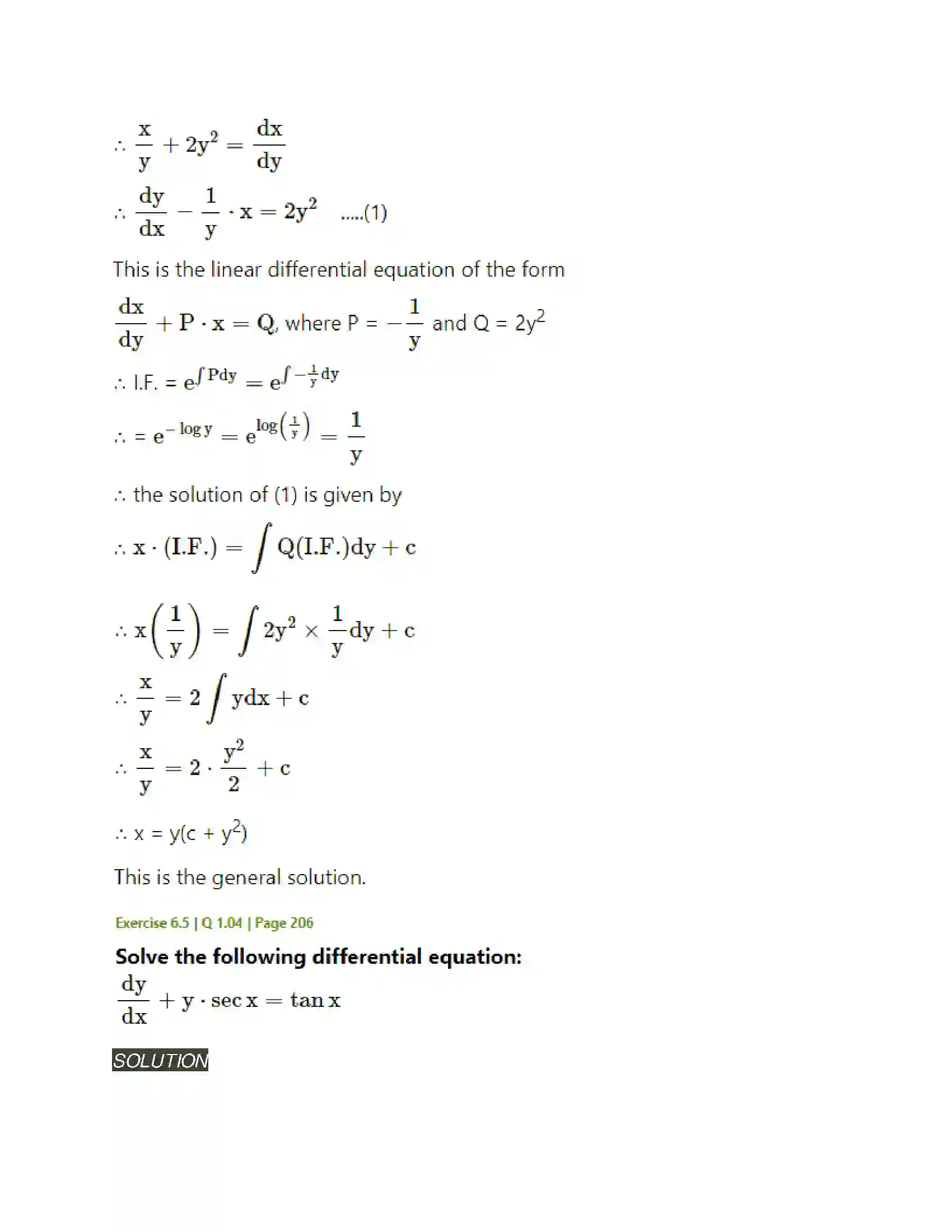 Maharashtra Board Class 12th Mathematics & Statistics-2 (Arts & Science) Differential Equations Solution 70