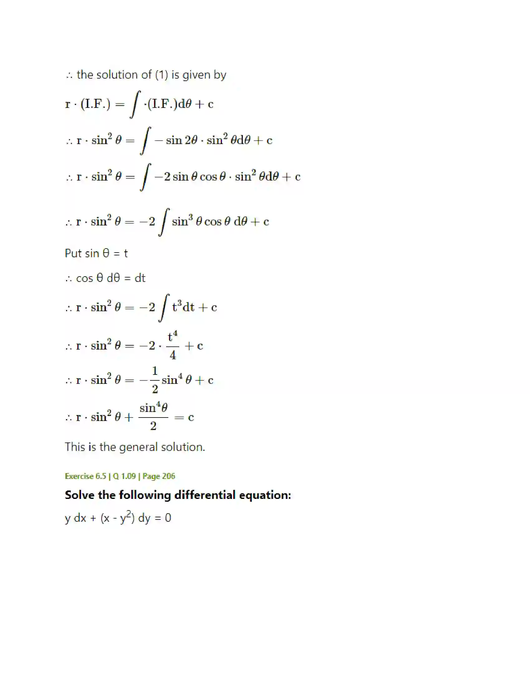 Maharashtra Board Class 12th Mathematics & Statistics-2 (Arts & Science) Differential Equations Solution 76