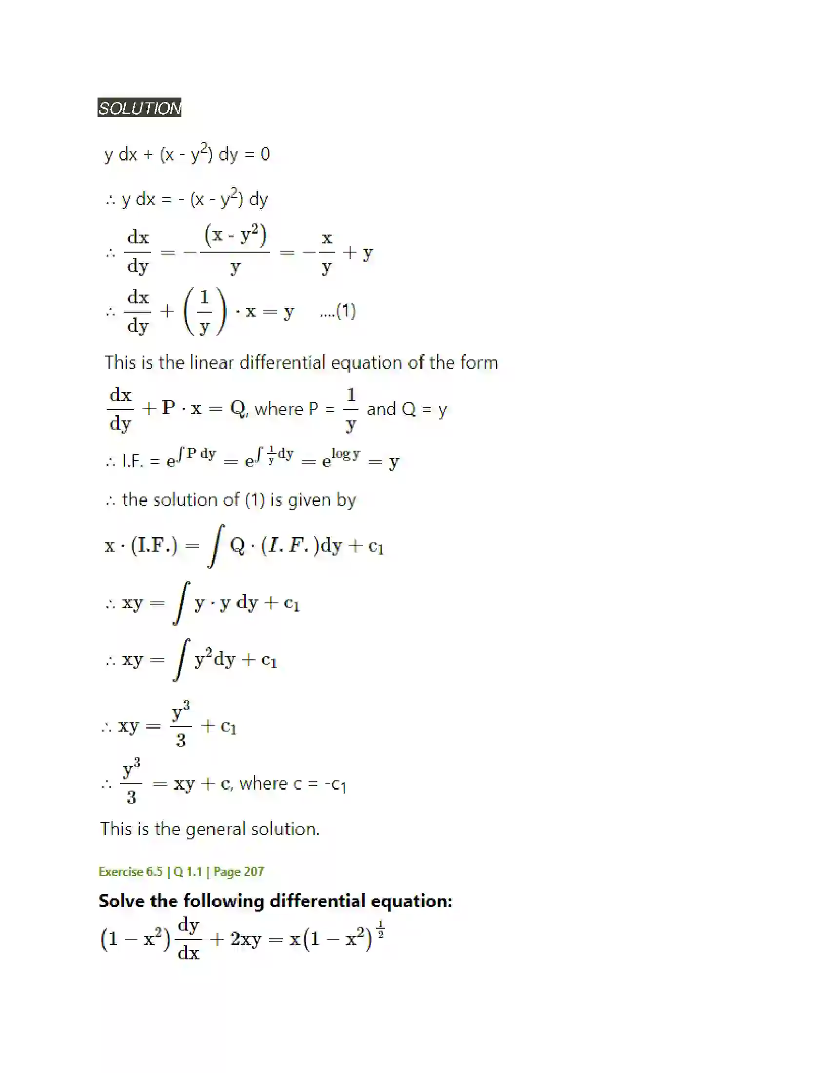 Maharashtra Board Class 12th Mathematics & Statistics-2 (Arts & Science) Differential Equations Solution 77