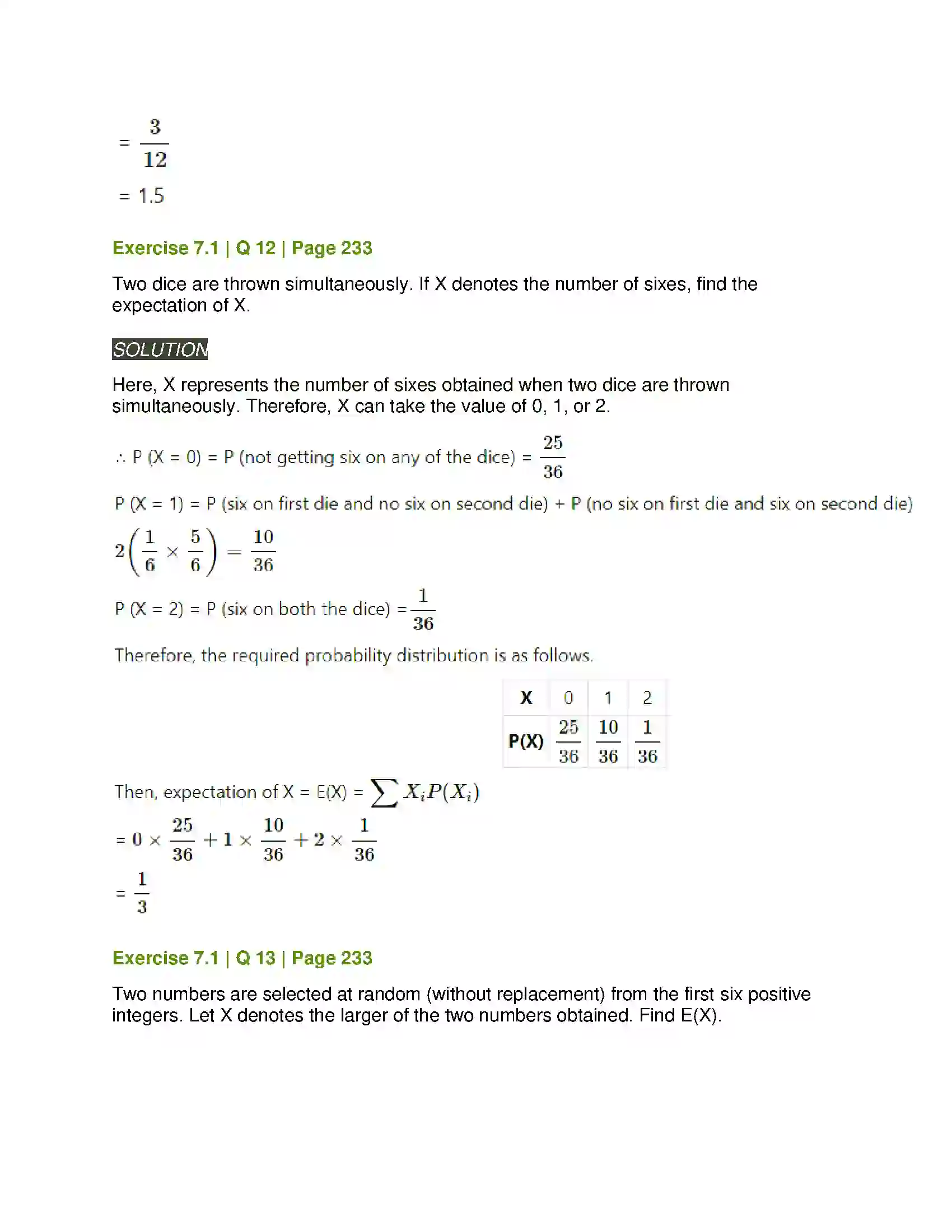 Maharashtra Board Class 12th Mathematics & Statistics-2 (Arts & Science) Probability Distributions Solution 15