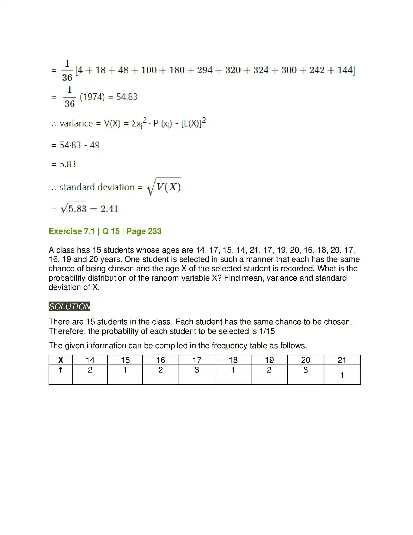 Maharashtra Board Class 12th Mathematics & Statistics-2 (Arts & Science) Probability Distributions Solution 19