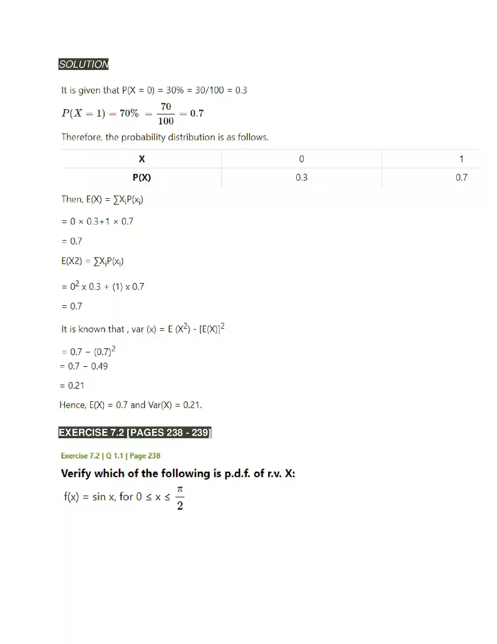 Maharashtra Board Class 12th Mathematics & Statistics-2 (Arts & Science) Probability Distributions Solution 21