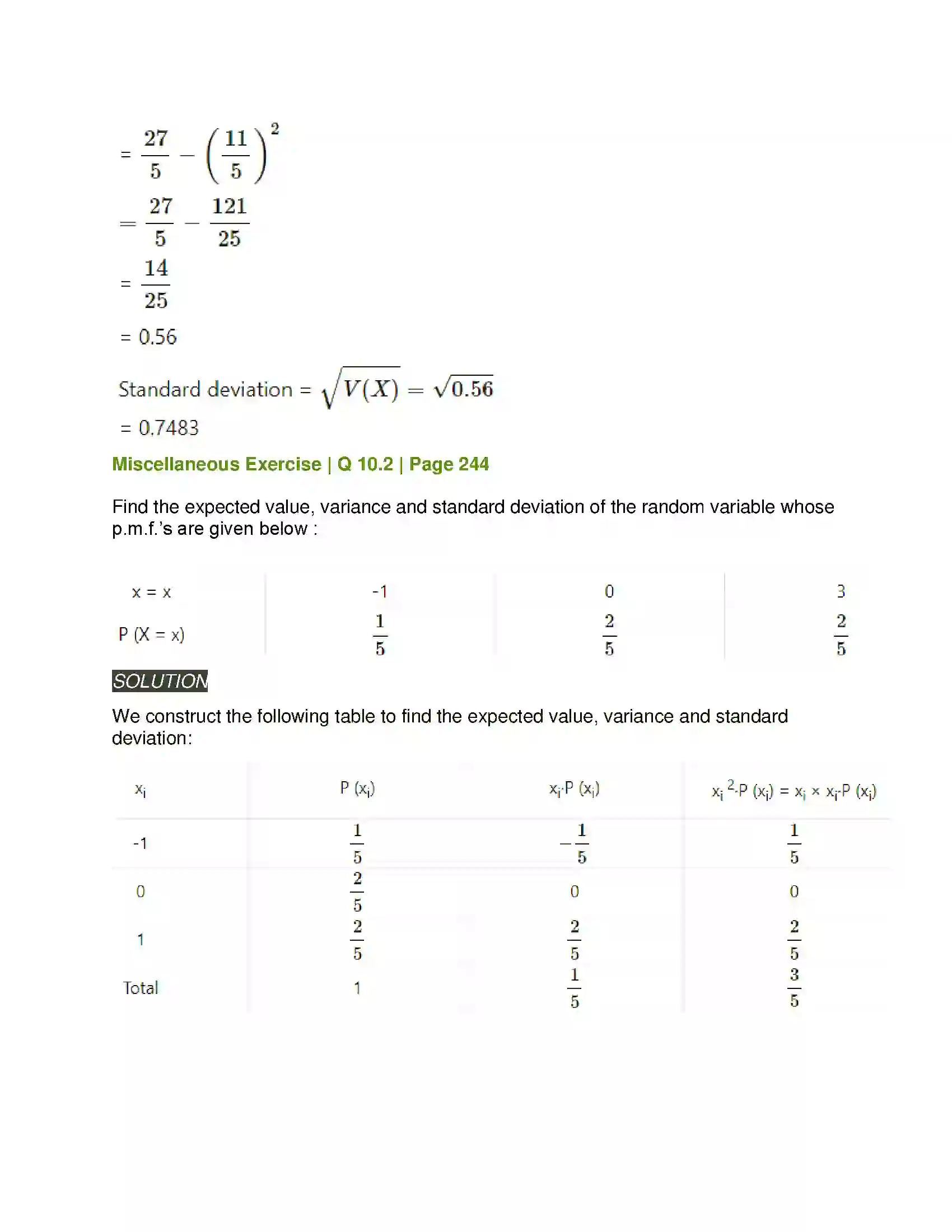 Maharashtra Board Class 12th Mathematics & Statistics-2 (Arts & Science) Probability Distributions Solution 68