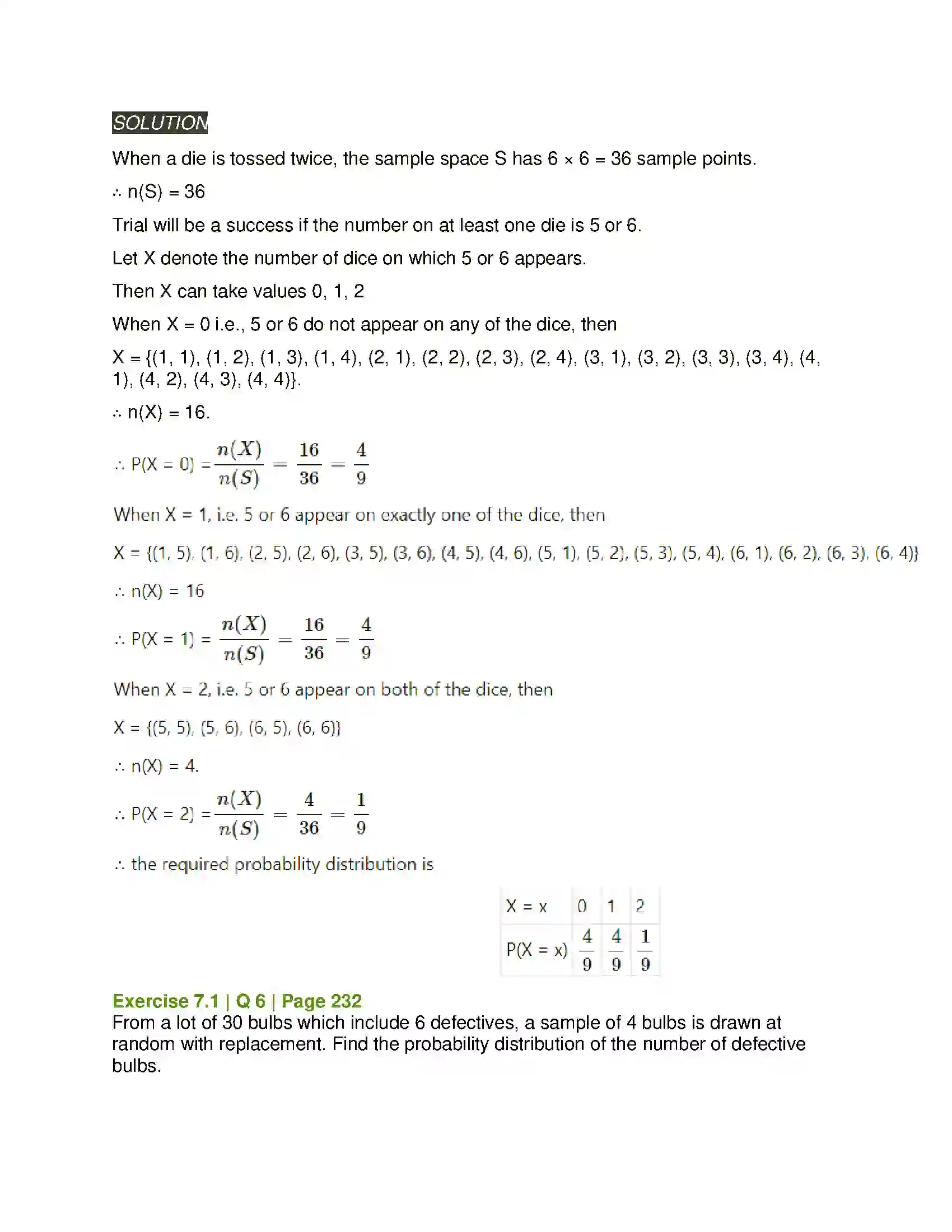 Maharashtra Board Class 12th Mathematics & Statistics-2 (Arts & Science) Probability Distributions Solution 8