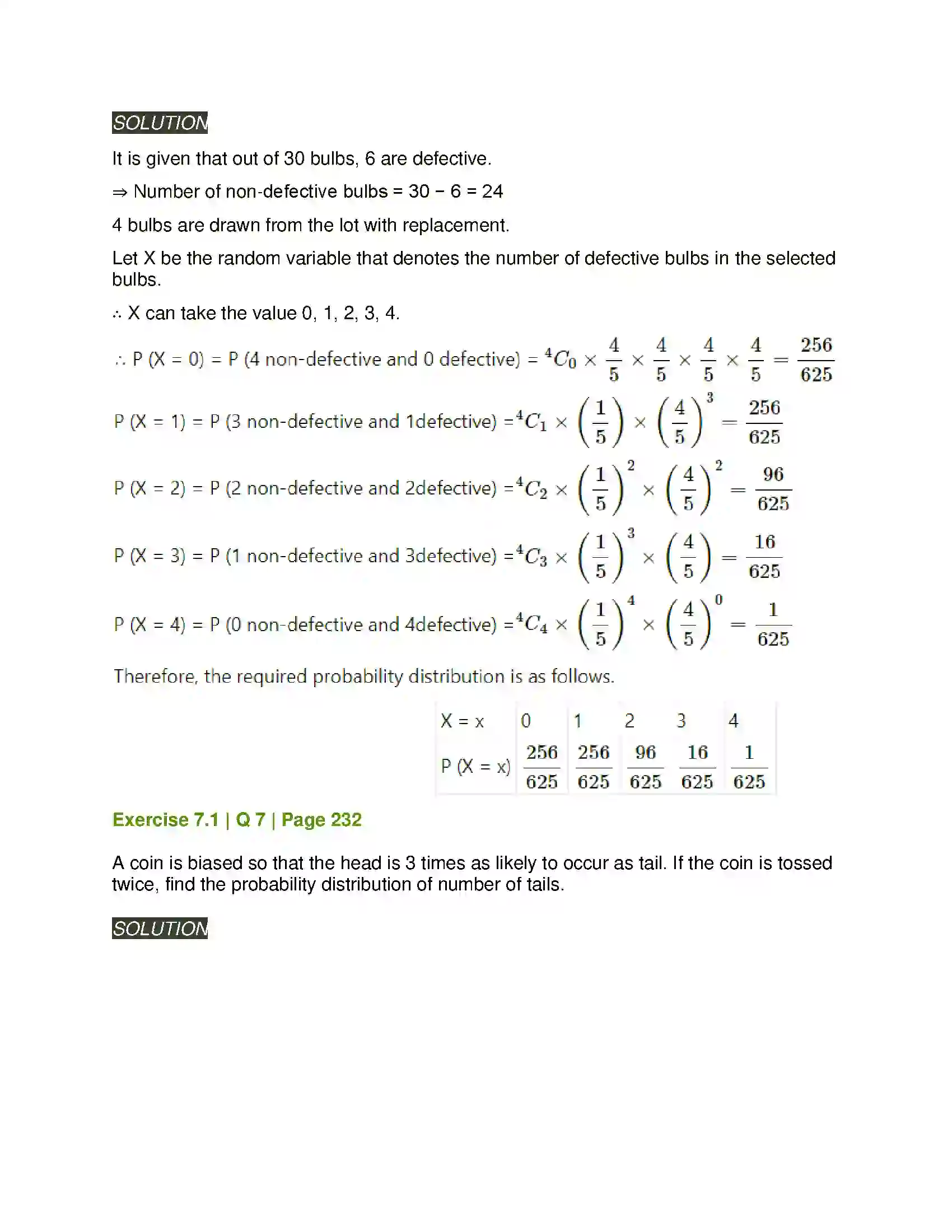 Maharashtra Board Class 12th Mathematics & Statistics-2 (Arts & Science) Probability Distributions Solution 9