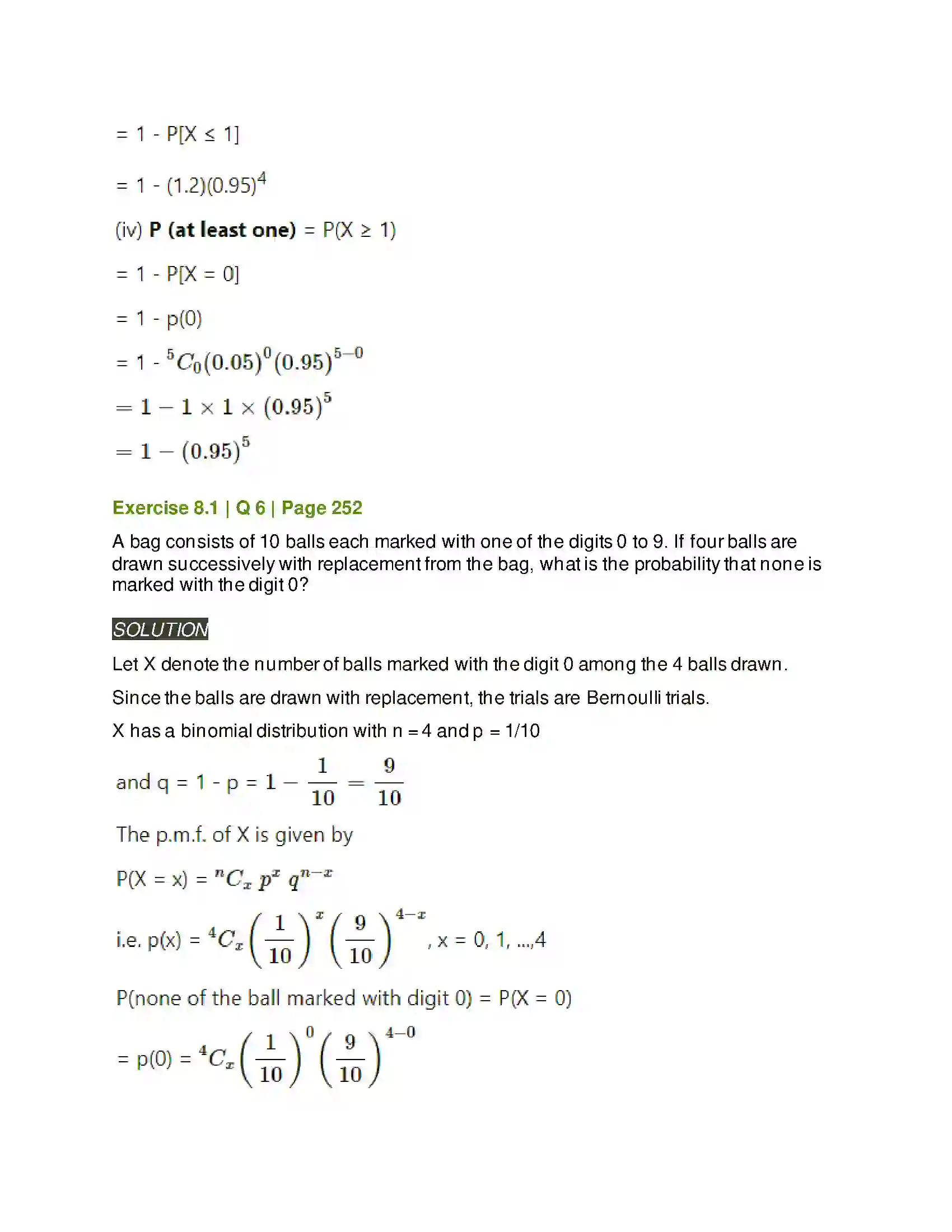 Maharashtra Board Class 12th Mathematics & Statistics-2 (Arts & Science) Binomial Distribution Solution 12