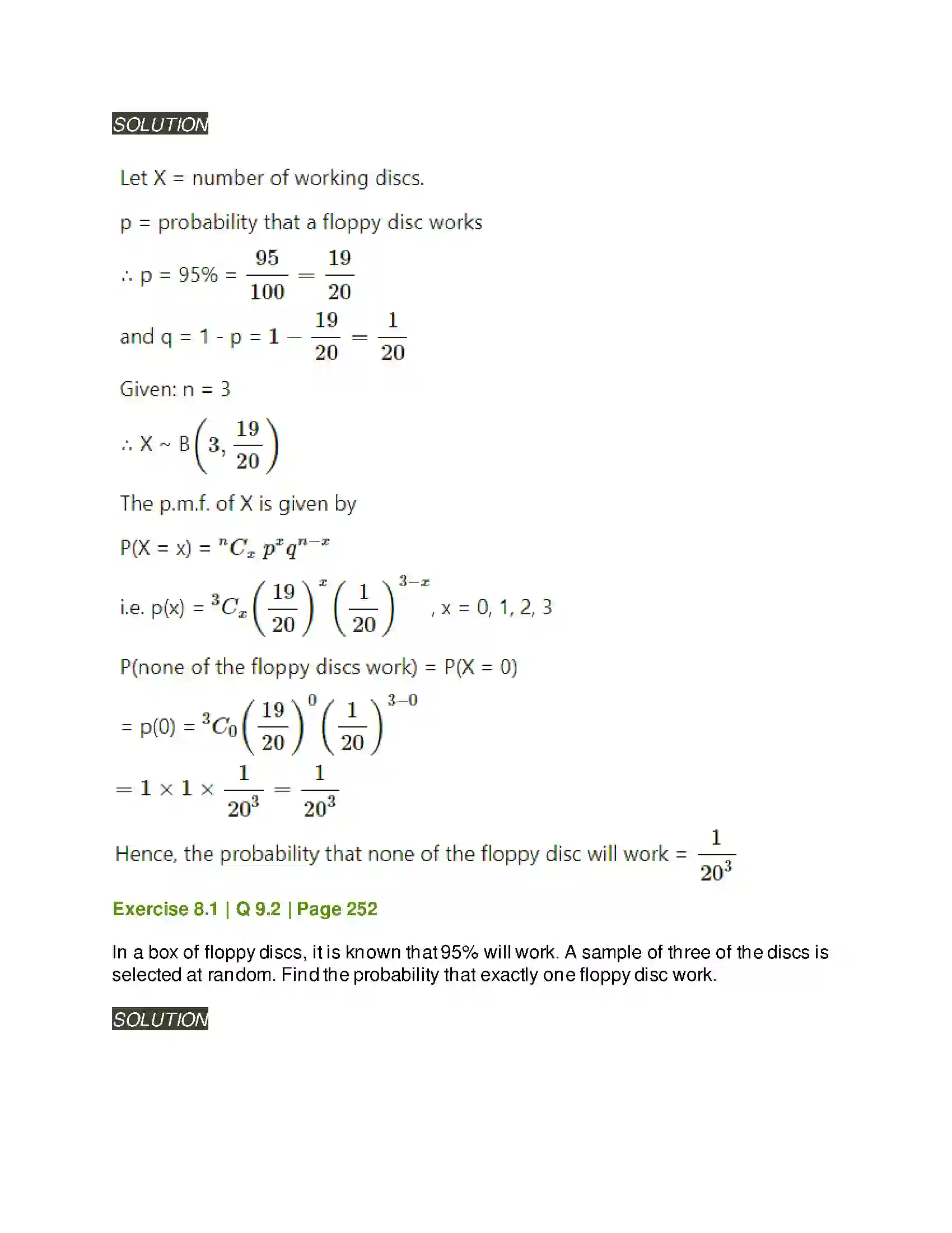 Maharashtra Board Class 12th Mathematics & Statistics-2 (Arts & Science) Binomial Distribution Solution 15
