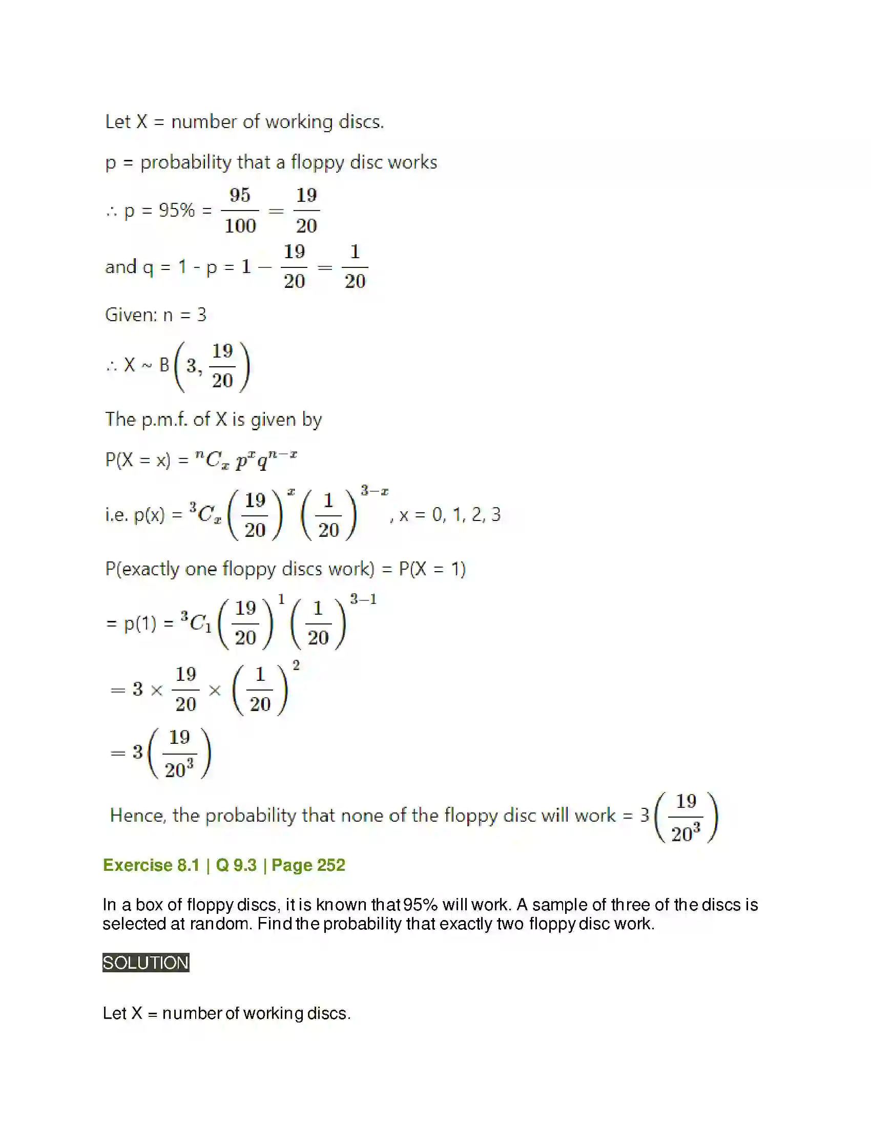Maharashtra Board Class 12th Mathematics & Statistics-2 (Arts & Science) Binomial Distribution Solution 16