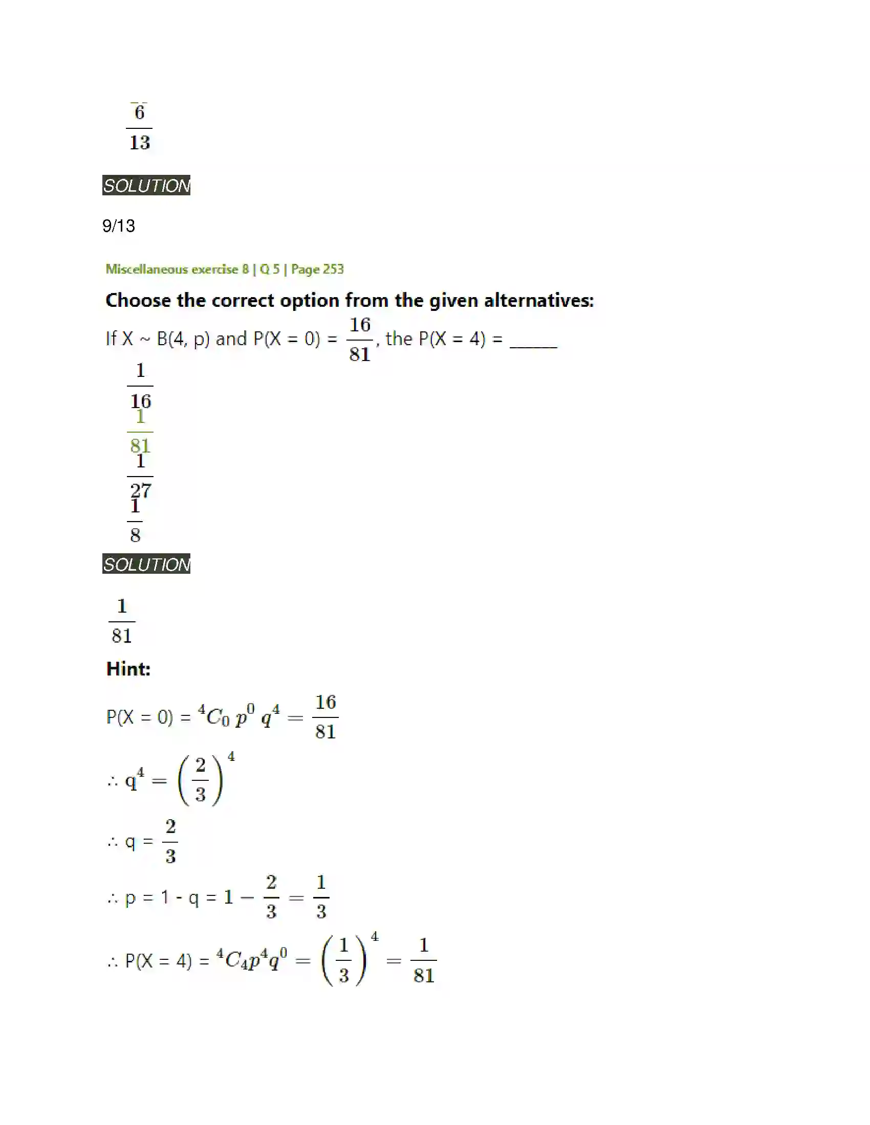 Maharashtra Board Class 12th Mathematics & Statistics-2 (Arts & Science) Binomial Distribution Solution 26