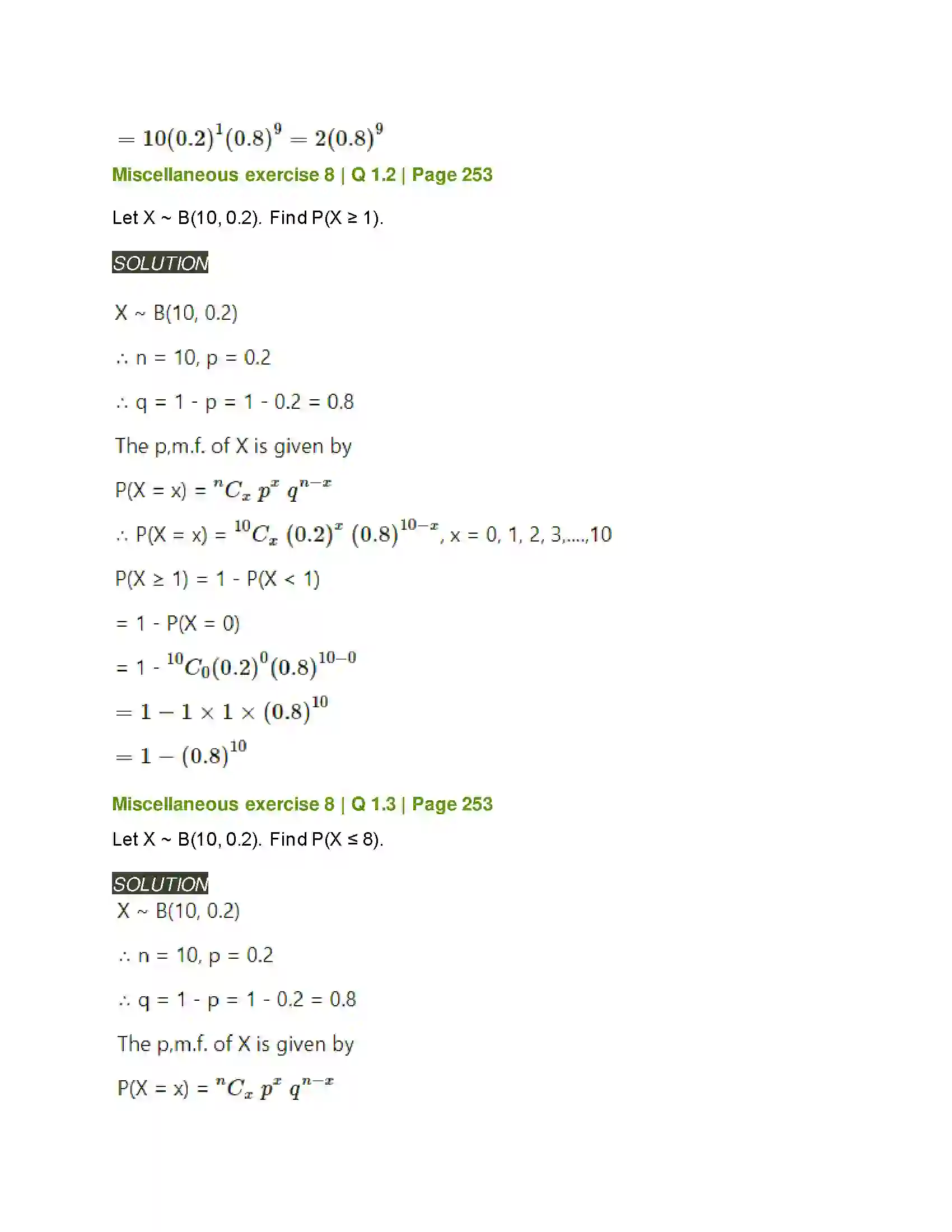 Maharashtra Board Class 12th Mathematics & Statistics-2 (Arts & Science) Binomial Distribution Solution 29