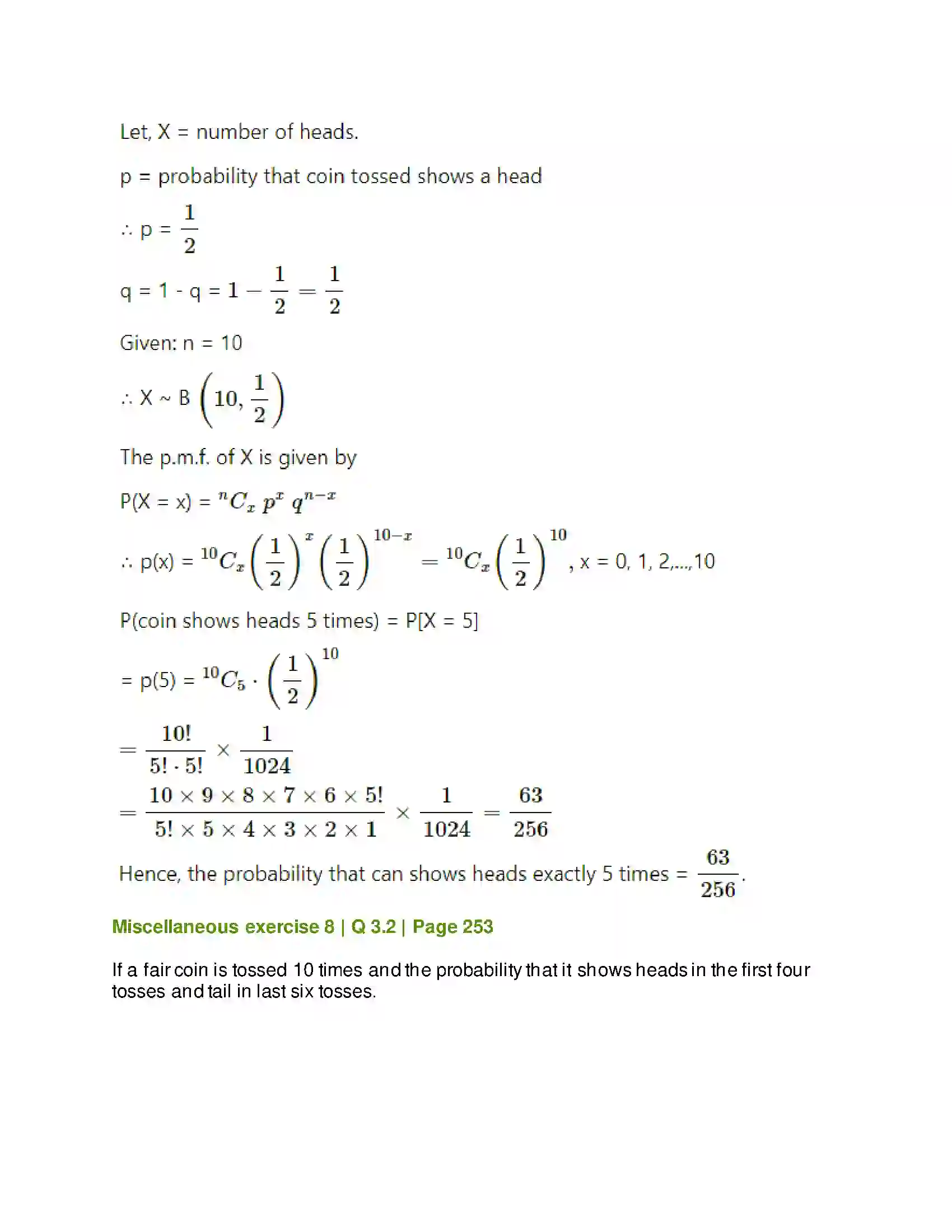 Maharashtra Board Class 12th Mathematics & Statistics-2 (Arts & Science) Binomial Distribution Solution 32