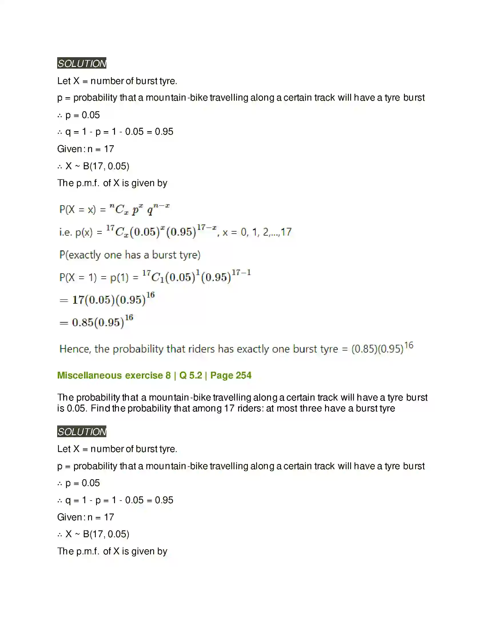Maharashtra Board Class 12th Mathematics & Statistics-2 (Arts & Science) Binomial Distribution Solution 35