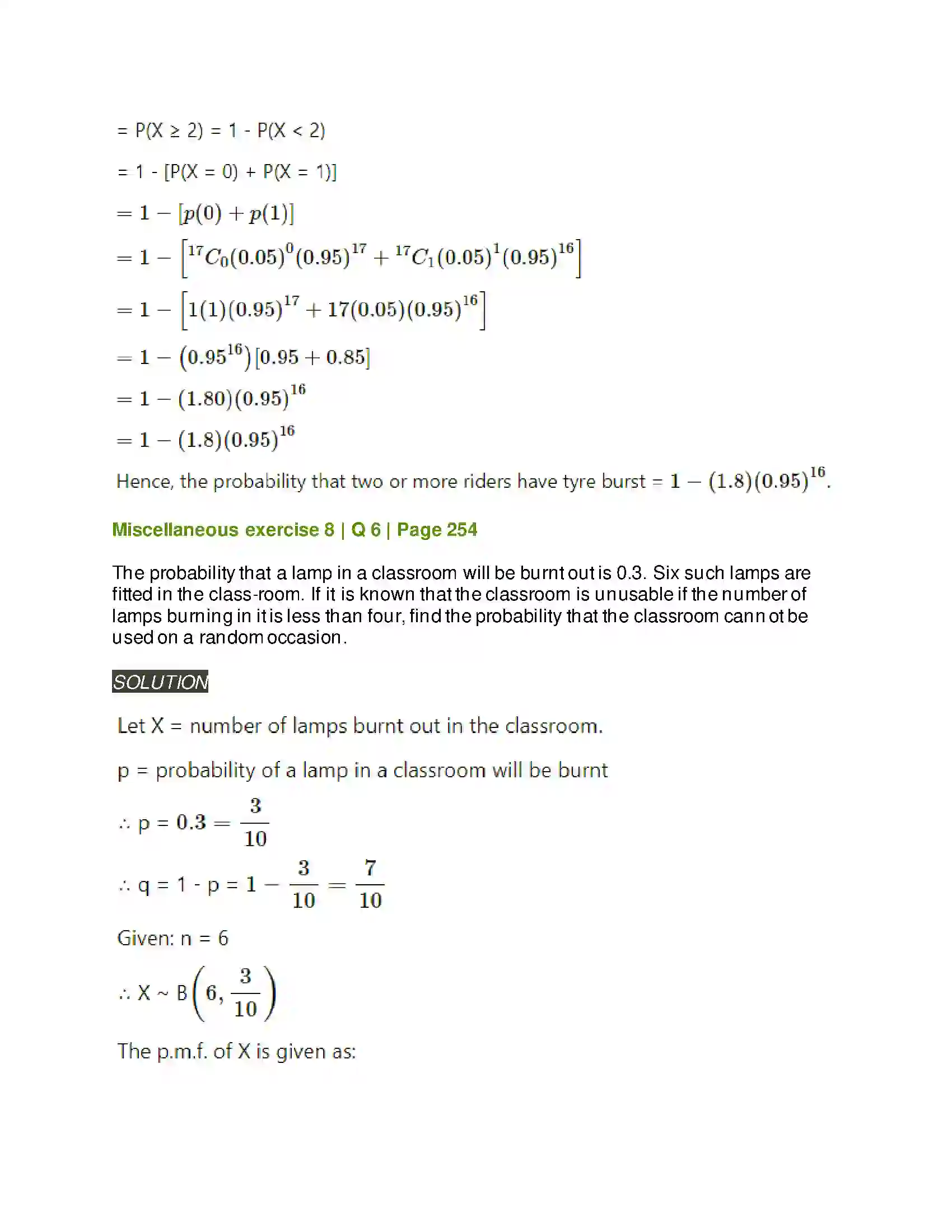 Maharashtra Board Class 12th Mathematics & Statistics-2 (Arts & Science) Binomial Distribution Solution 37