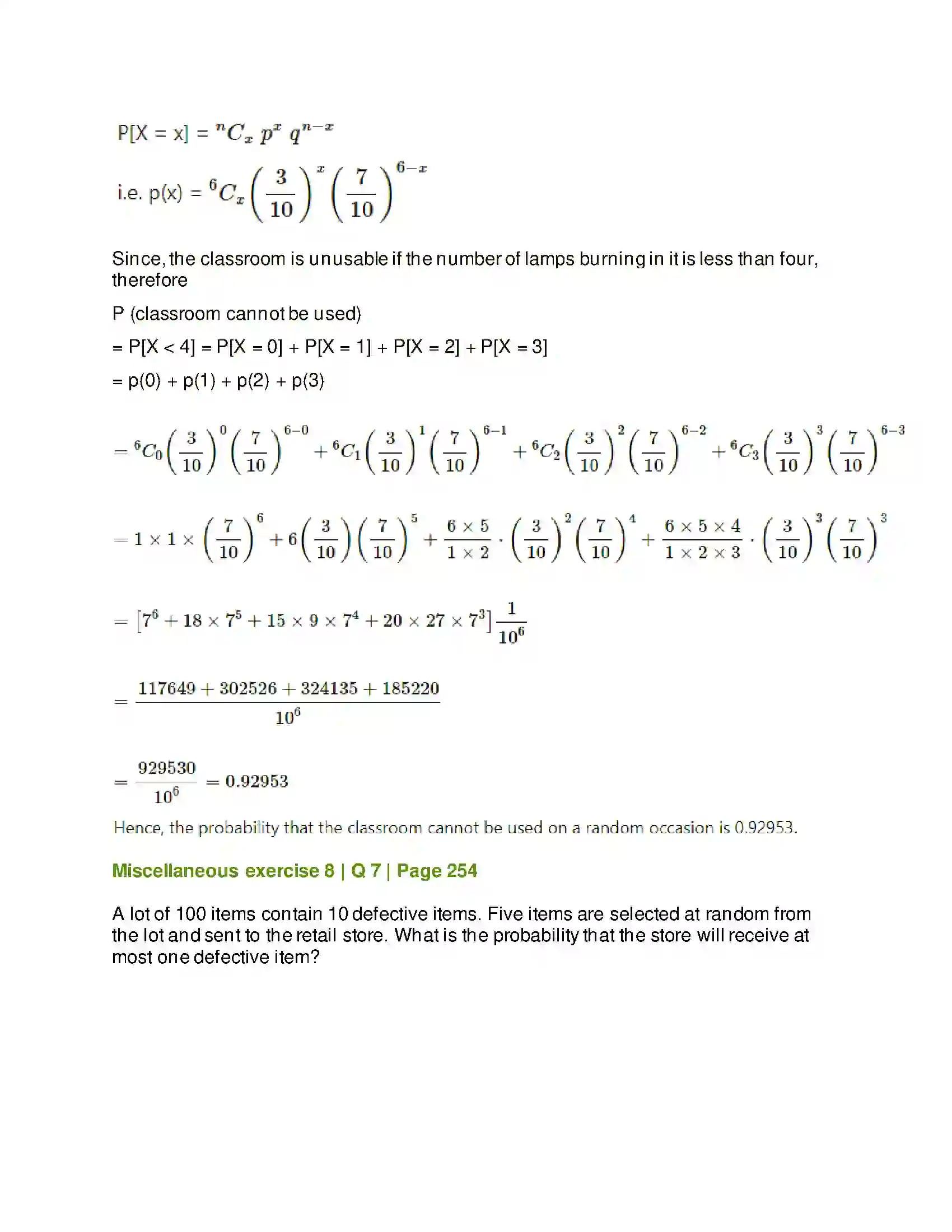 Maharashtra Board Class 12th Mathematics & Statistics-2 (Arts & Science) Binomial Distribution Solution 38