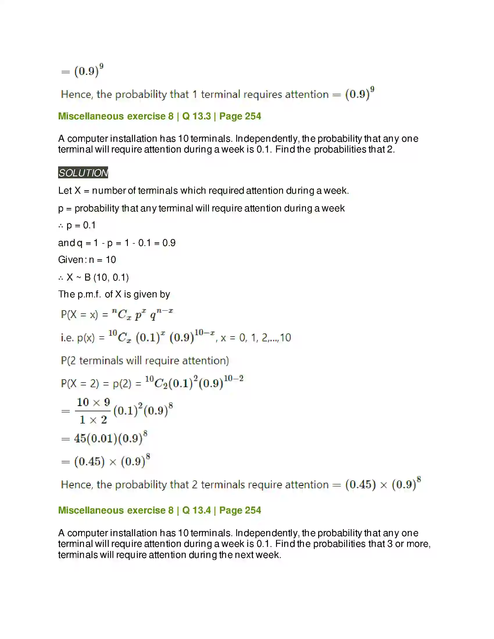 Maharashtra Board Class 12th Mathematics & Statistics-2 (Arts & Science) Binomial Distribution Solution 48