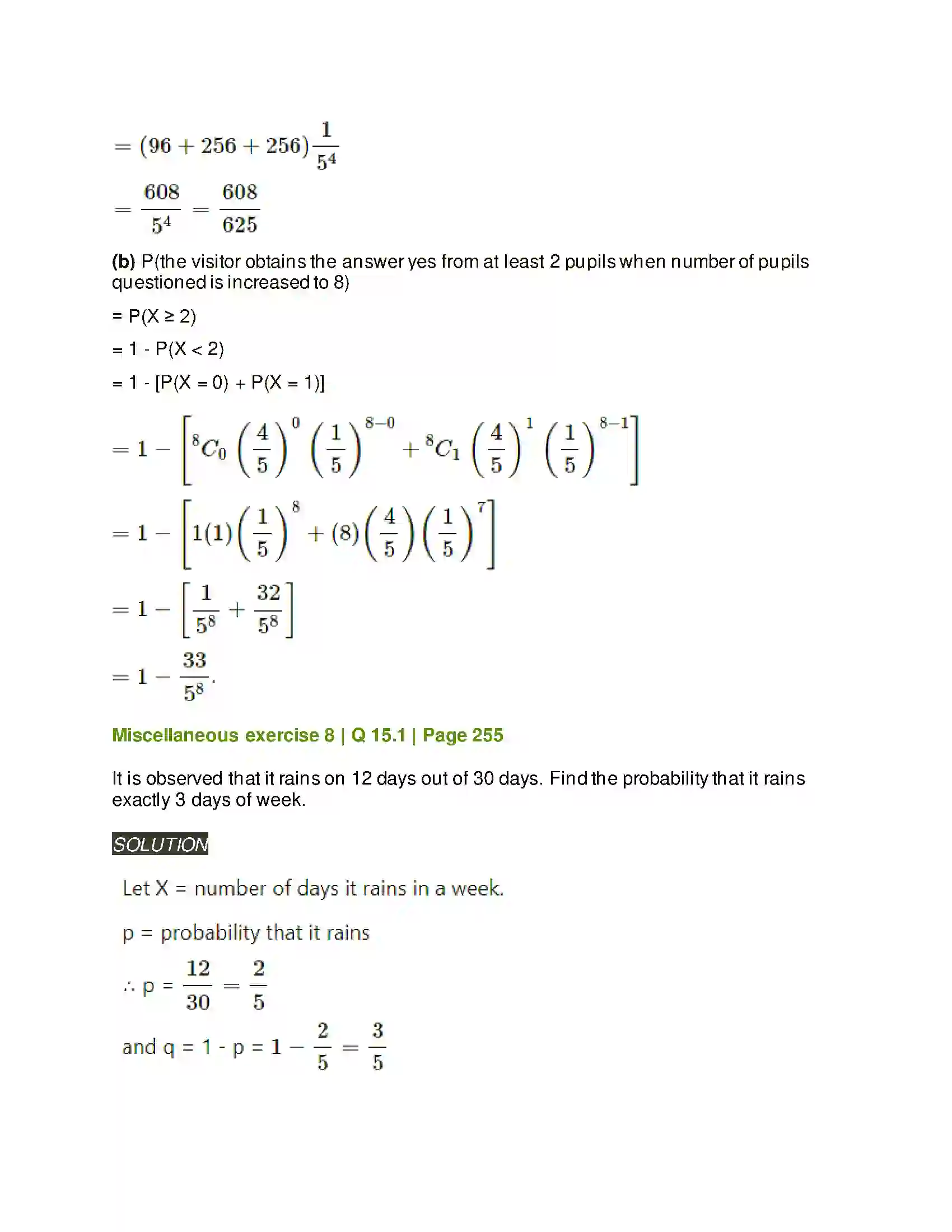 Maharashtra Board Class 12th Mathematics & Statistics-2 (Arts & Science) Binomial Distribution Solution 52