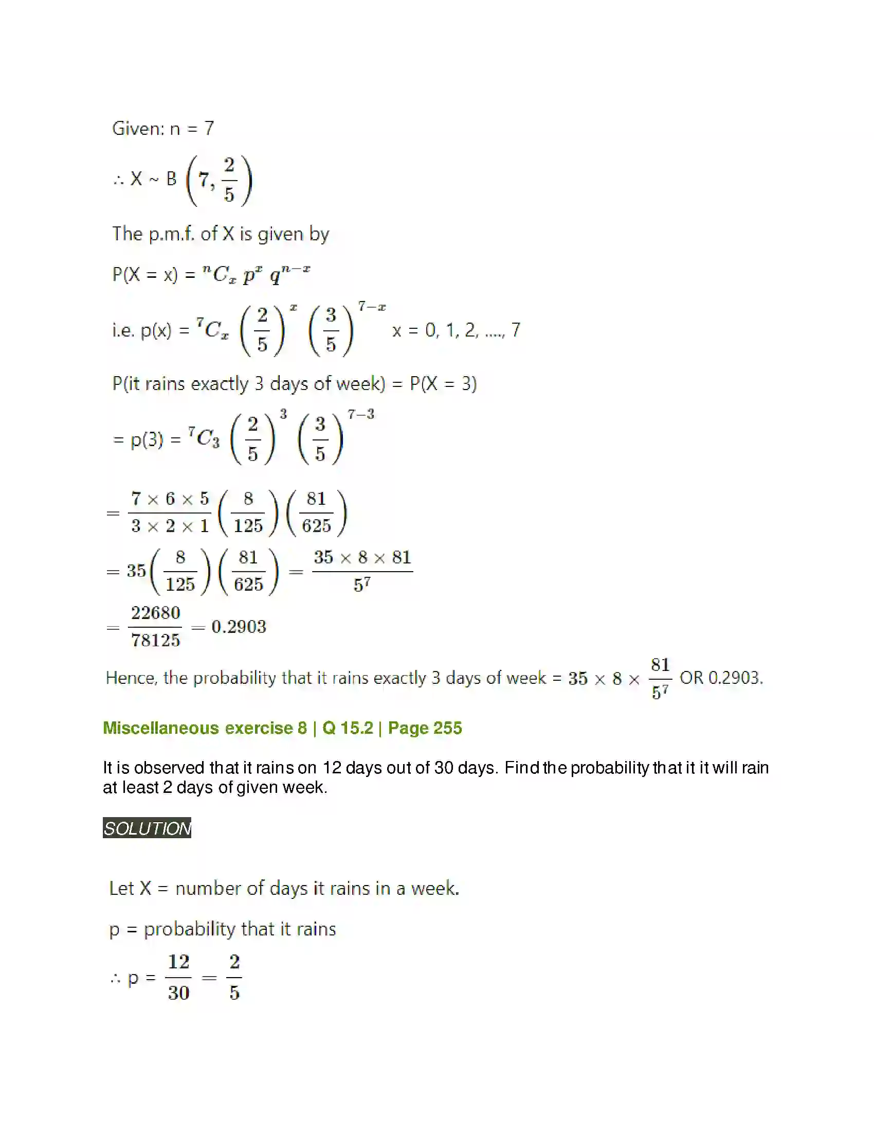 Maharashtra Board Class 12th Mathematics & Statistics-2 (Arts & Science) Binomial Distribution Solution 53