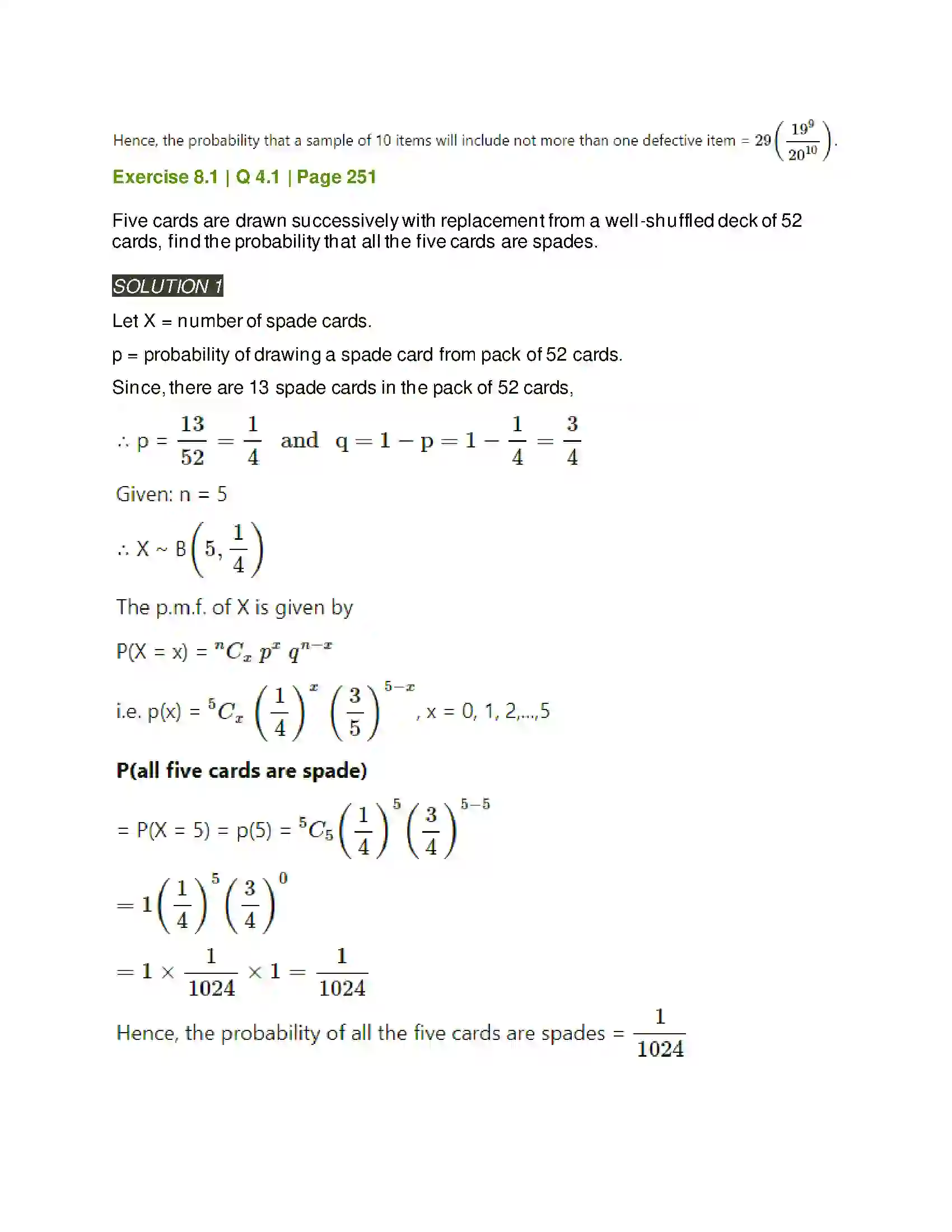 Maharashtra Board Class 12th Mathematics & Statistics-2 (Arts & Science) Binomial Distribution Solution 6