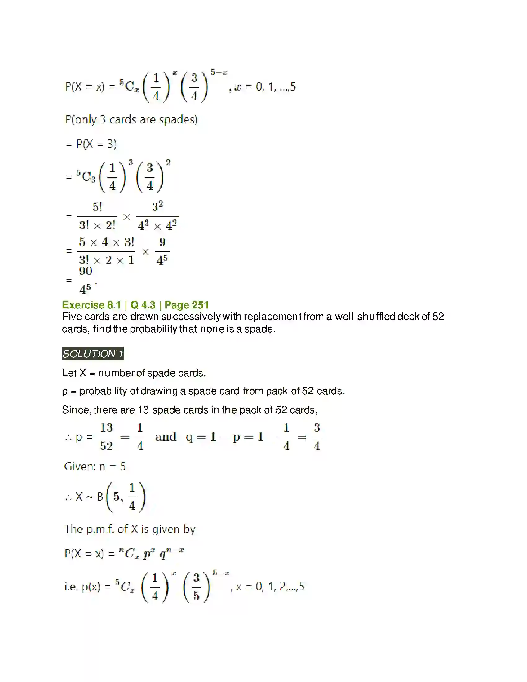 Maharashtra Board Class 12th Mathematics & Statistics-2 (Arts & Science) Binomial Distribution Solution 9