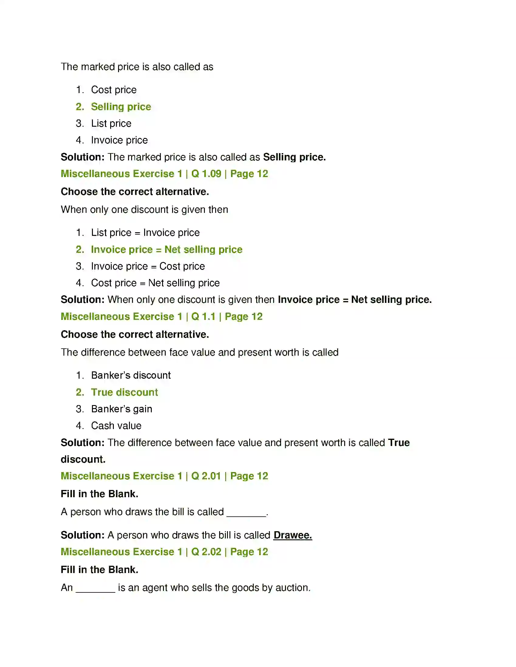 Maharashtra Board Class 12th Mathematics & Statistics-2 (Commerce) Commission, Brokerage and Discount Solution 31