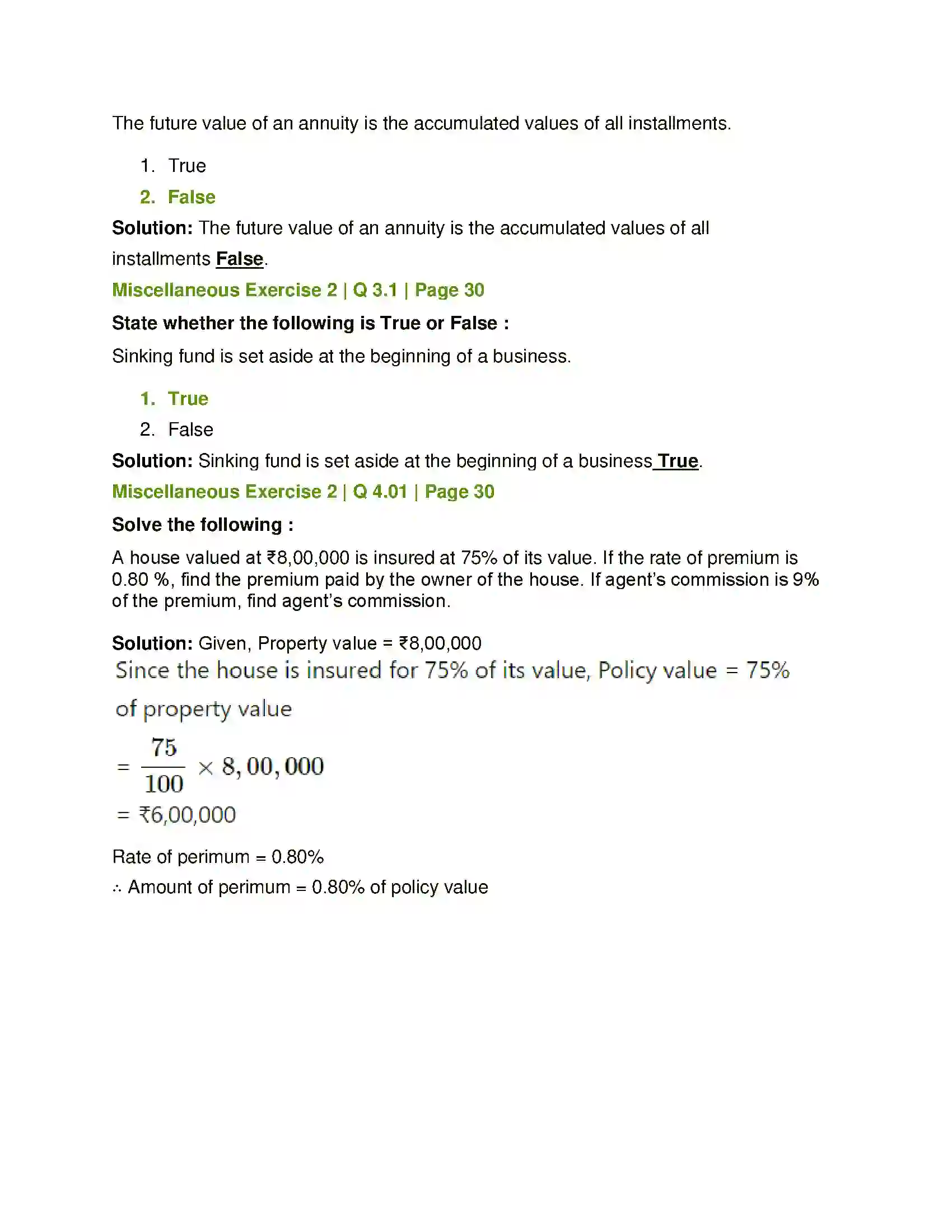 Maharashtra Board Class 12th Mathematics & Statistics-2 (Commerce) Insurance and Annuity Solution 33