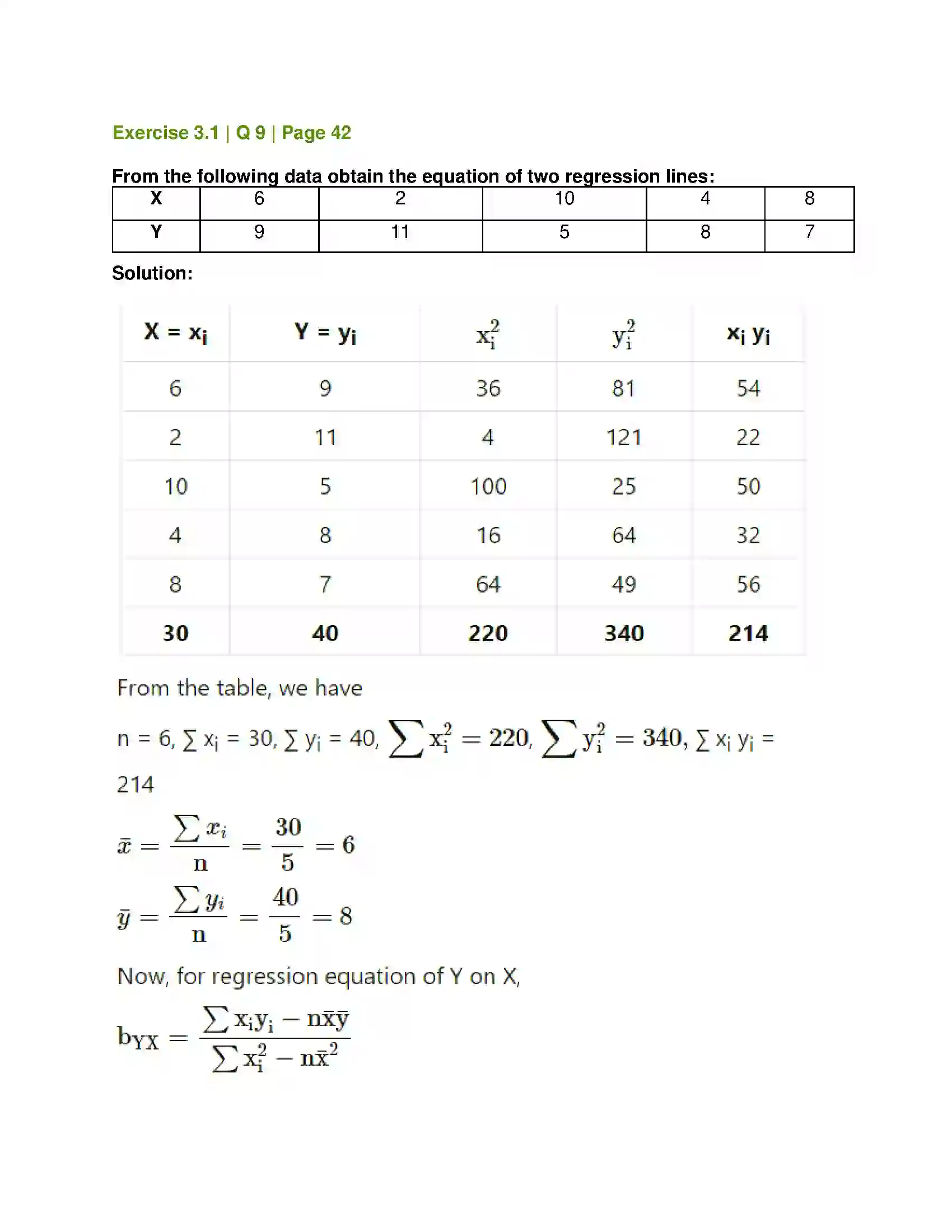Maharashtra Board Class 12th Mathematics & Statistics-2 (Commerce) Linear Regression Solution 16