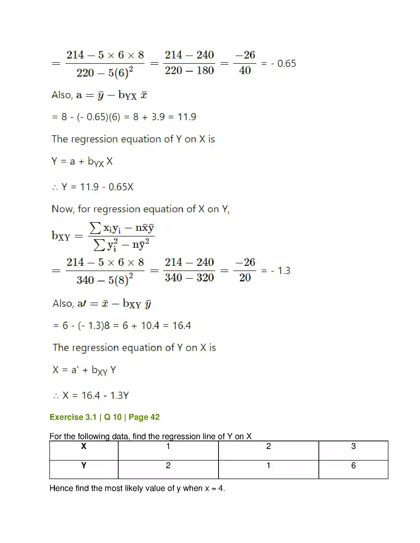 Maharashtra Board Class 12th Mathematics & Statistics-2 (Commerce) Linear Regression Solution 17