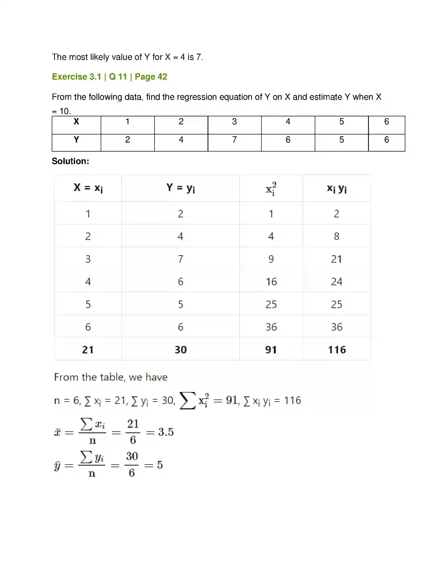 Maharashtra Board Class 12th Mathematics & Statistics-2 (Commerce) Linear Regression Solution 19
