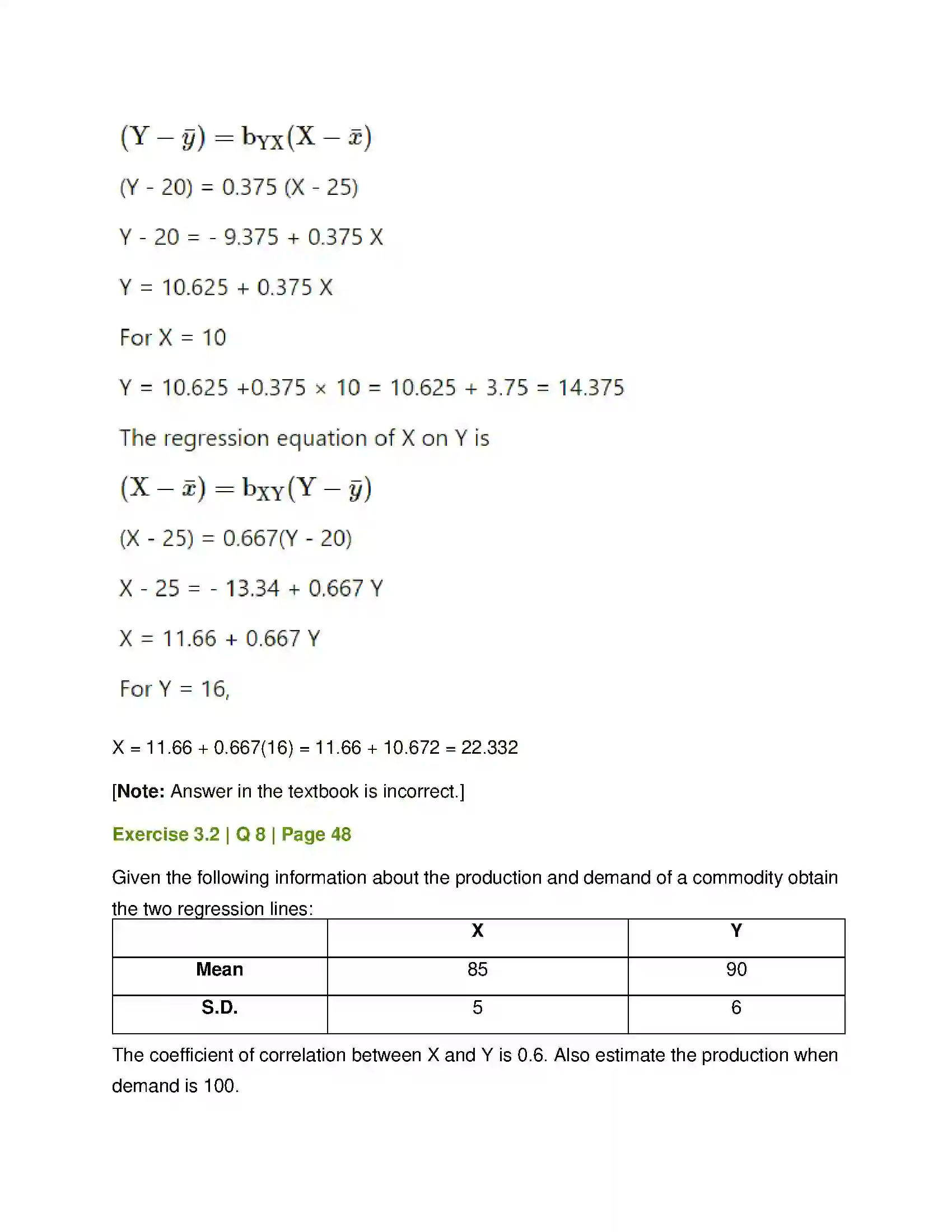 Maharashtra Board Class 12th Mathematics & Statistics-2 (Commerce) Linear Regression Solution 33