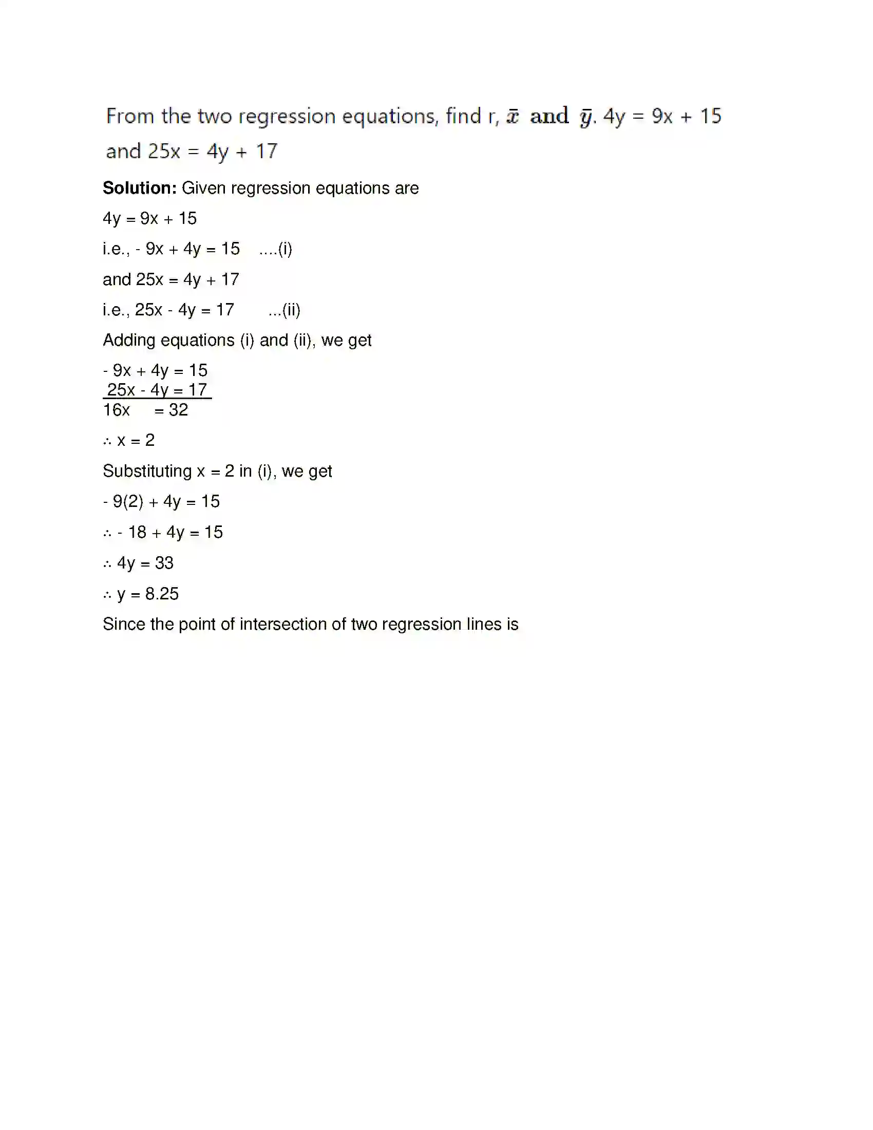 Maharashtra Board Class 12th Mathematics & Statistics-2 (Commerce) Linear Regression Solution 40