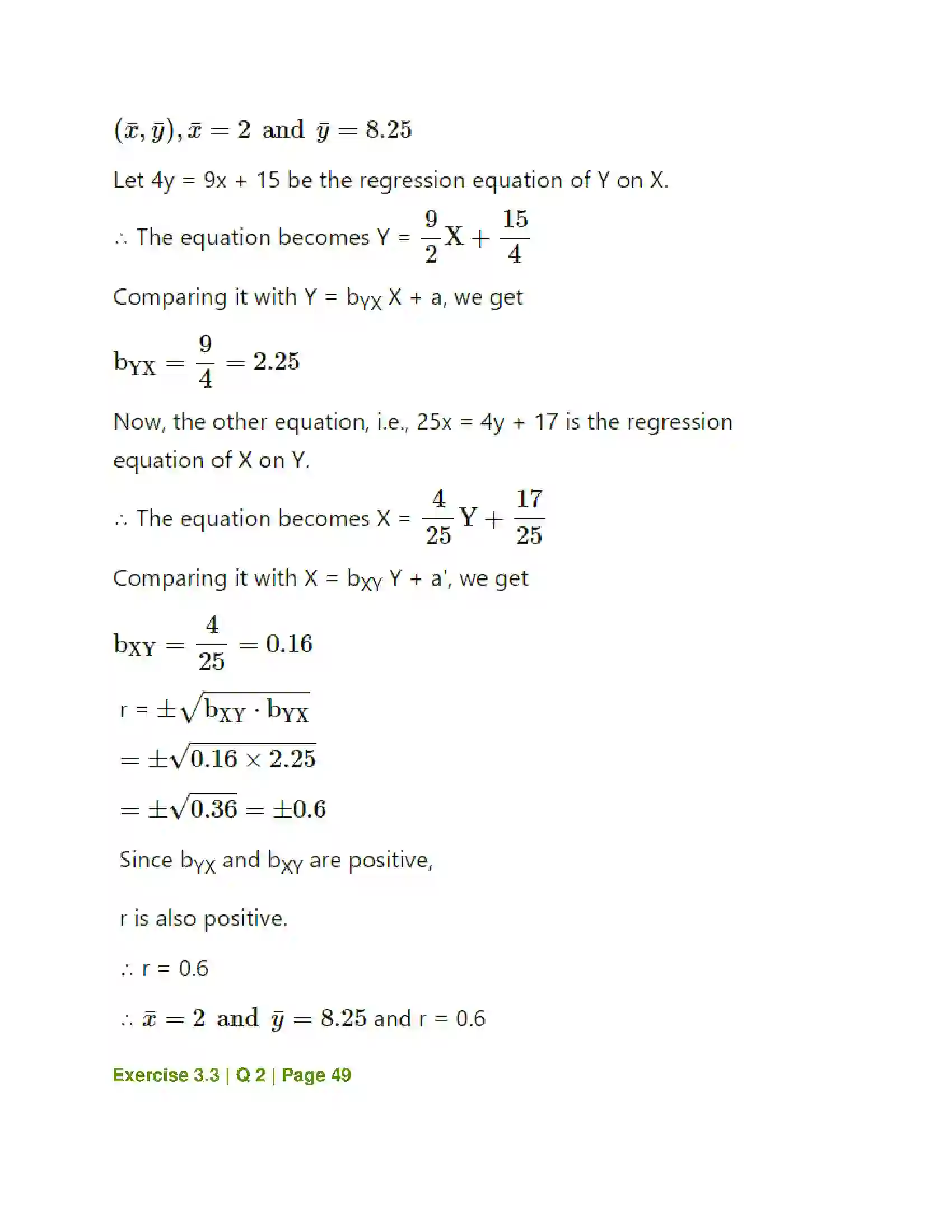 Maharashtra Board Class 12th Mathematics & Statistics-2 (Commerce) Linear Regression Solution 41