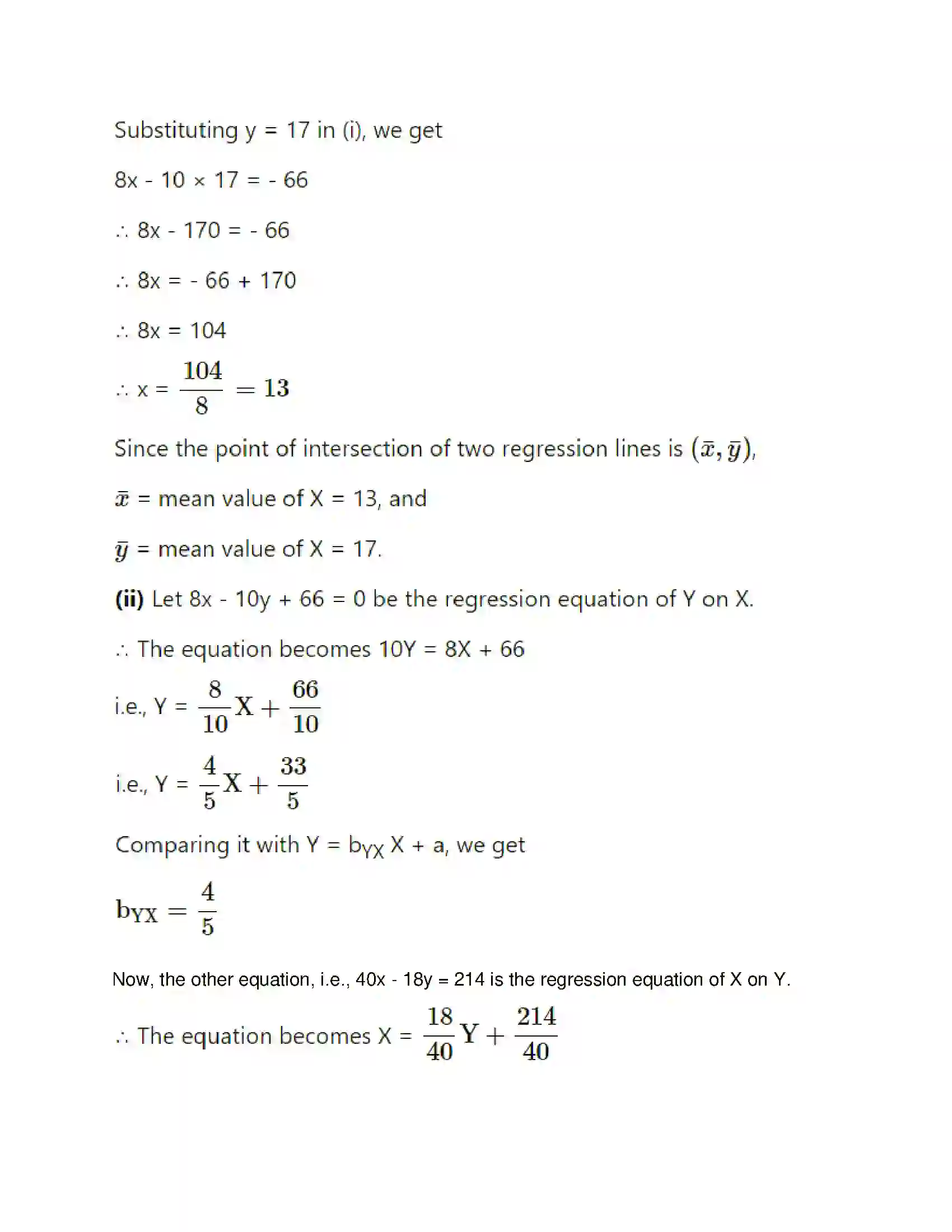 Maharashtra Board Class 12th Mathematics & Statistics-2 (Commerce) Linear Regression Solution 43