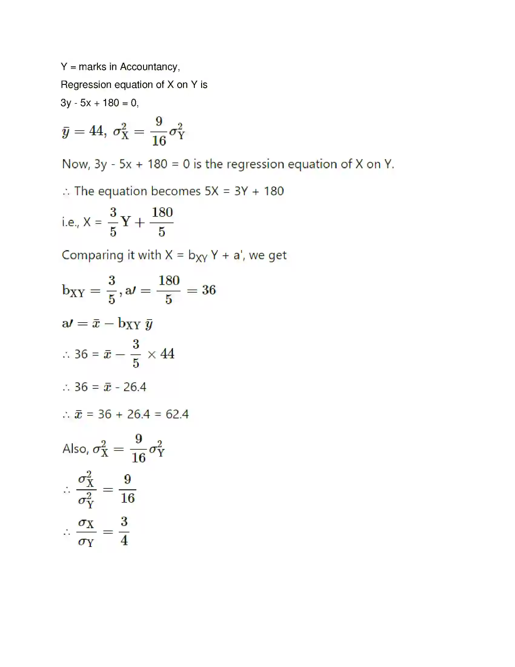 Maharashtra Board Class 12th Mathematics & Statistics-2 (Commerce) Linear Regression Solution 45