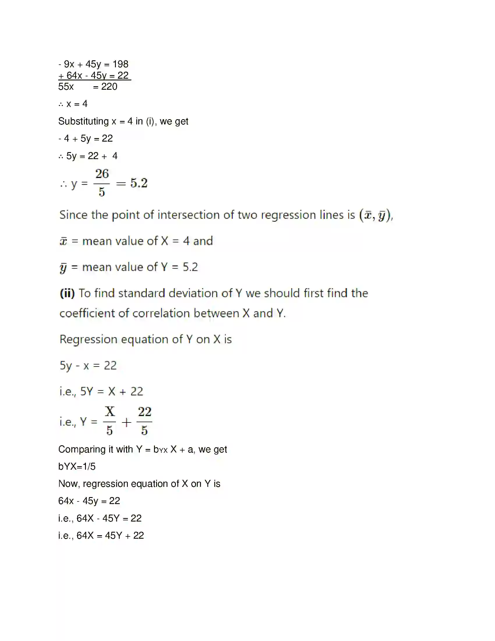 Maharashtra Board Class 12th Mathematics & Statistics-2 (Commerce) Linear Regression Solution 52