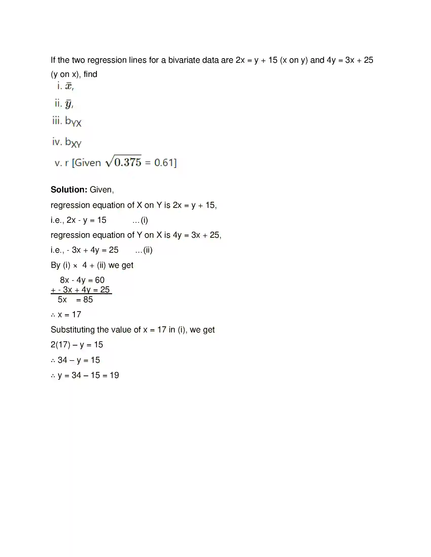 Maharashtra Board Class 12th Mathematics & Statistics-2 (Commerce) Linear Regression Solution 54