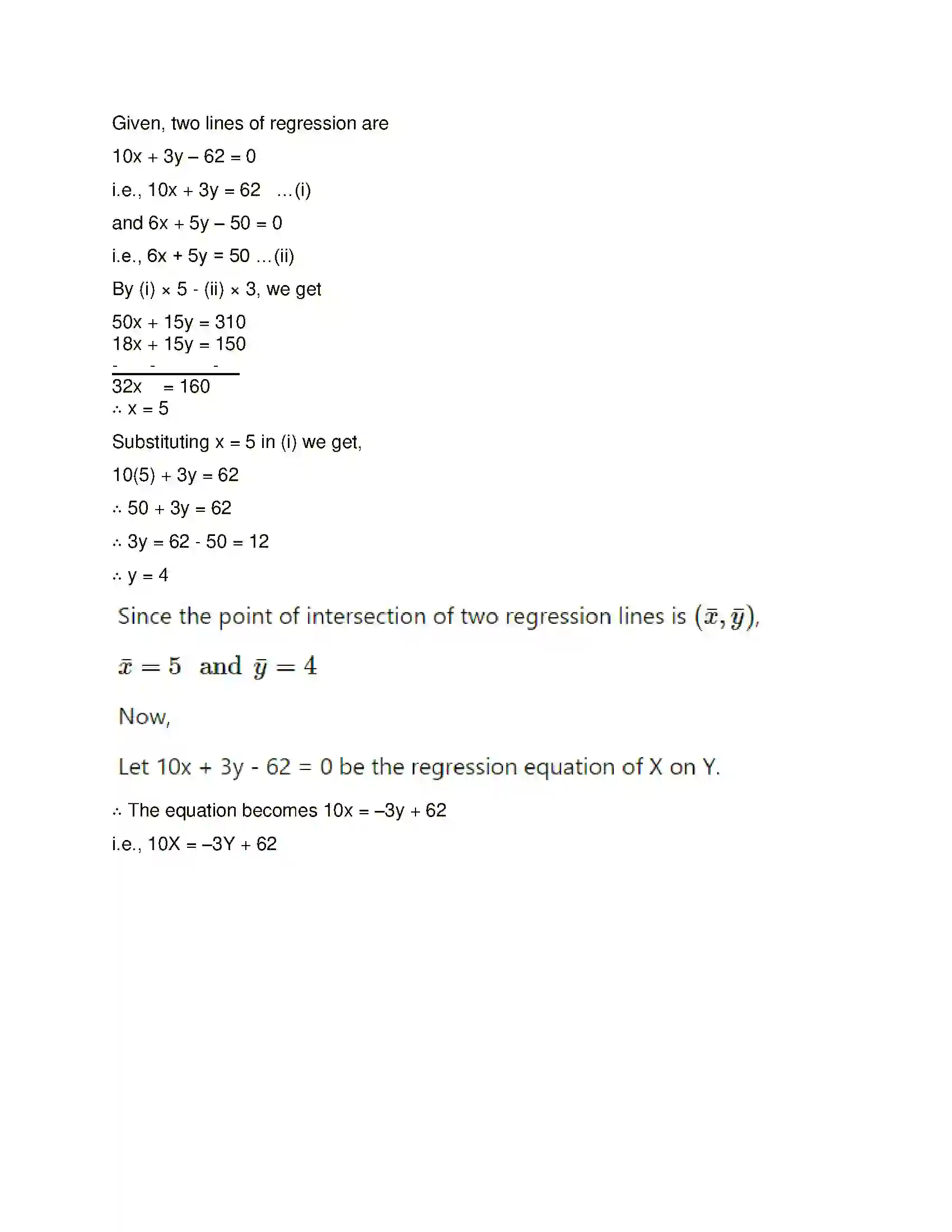 Maharashtra Board Class 12th Mathematics & Statistics-2 (Commerce) Linear Regression Solution 58