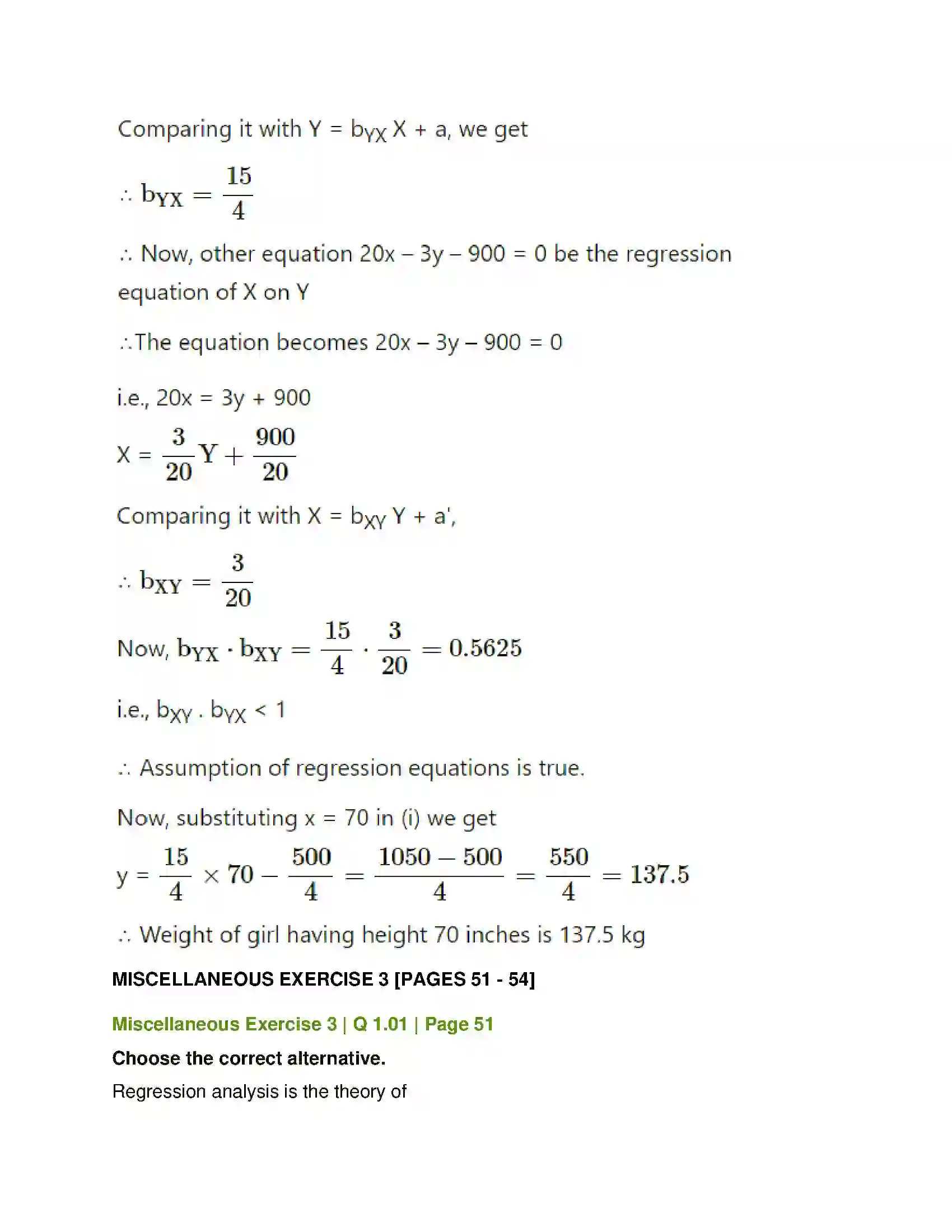 Maharashtra Board Class 12th Mathematics & Statistics-2 (Commerce) Linear Regression Solution 65