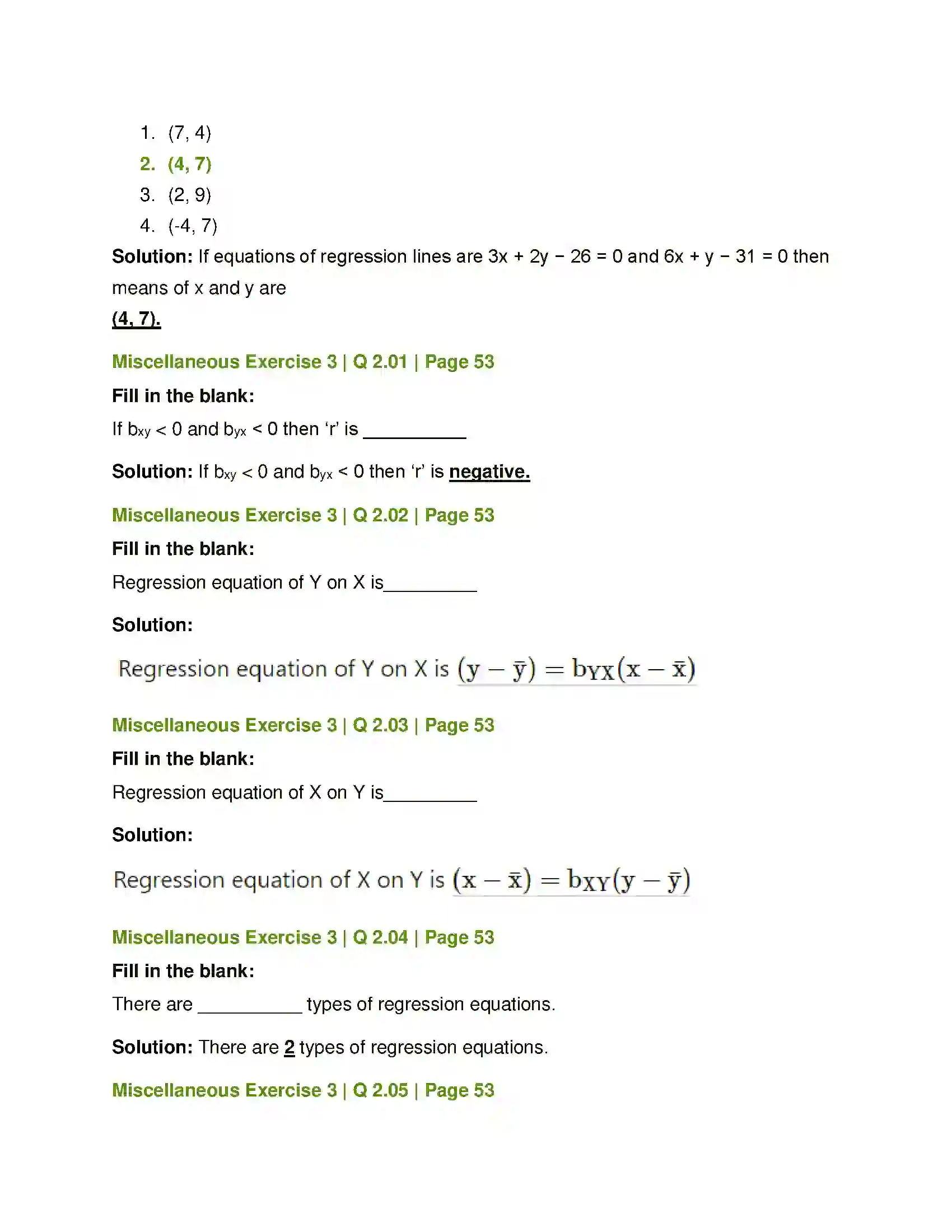 Maharashtra Board Class 12th Mathematics & Statistics-2 (Commerce) Linear Regression Solution 75