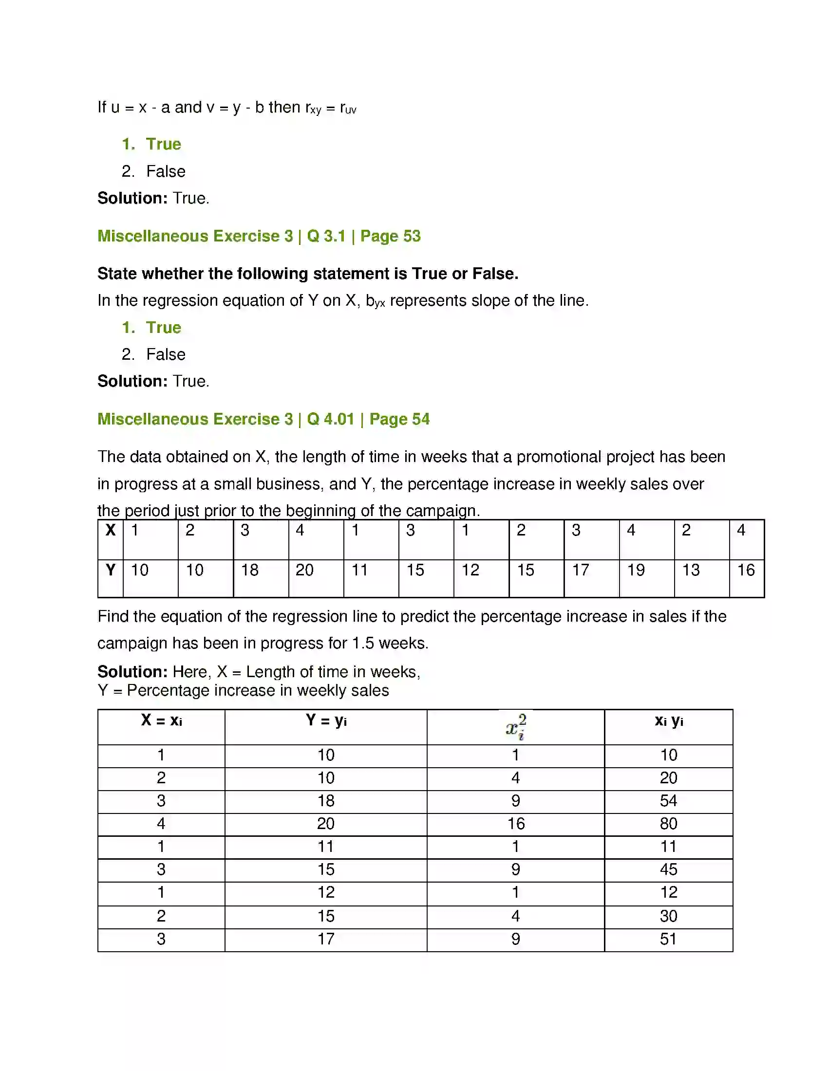 Maharashtra Board Class 12th Mathematics & Statistics-2 (Commerce) Linear Regression Solution 79
