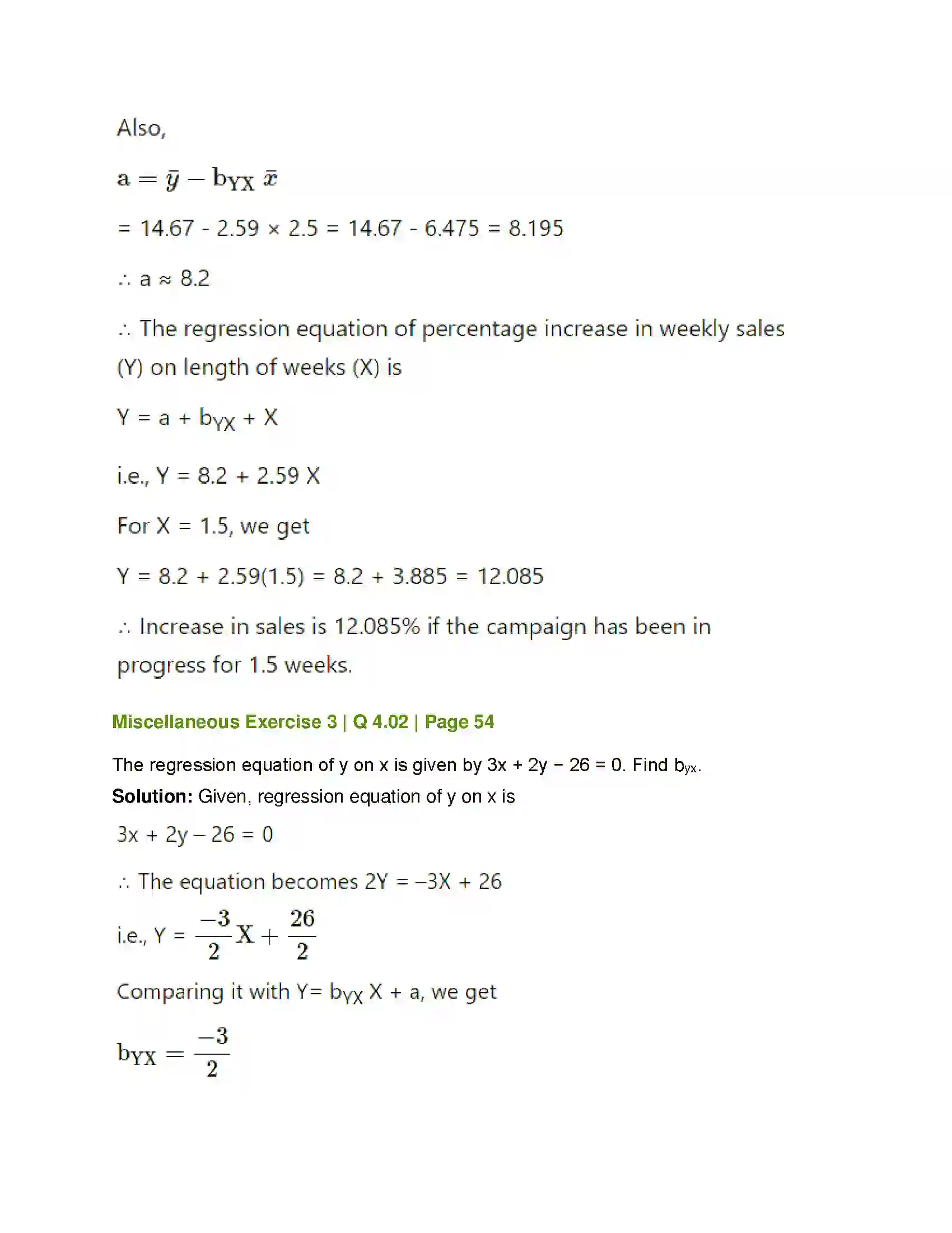 Maharashtra Board Class 12th Mathematics & Statistics-2 (Commerce) Linear Regression Solution 81